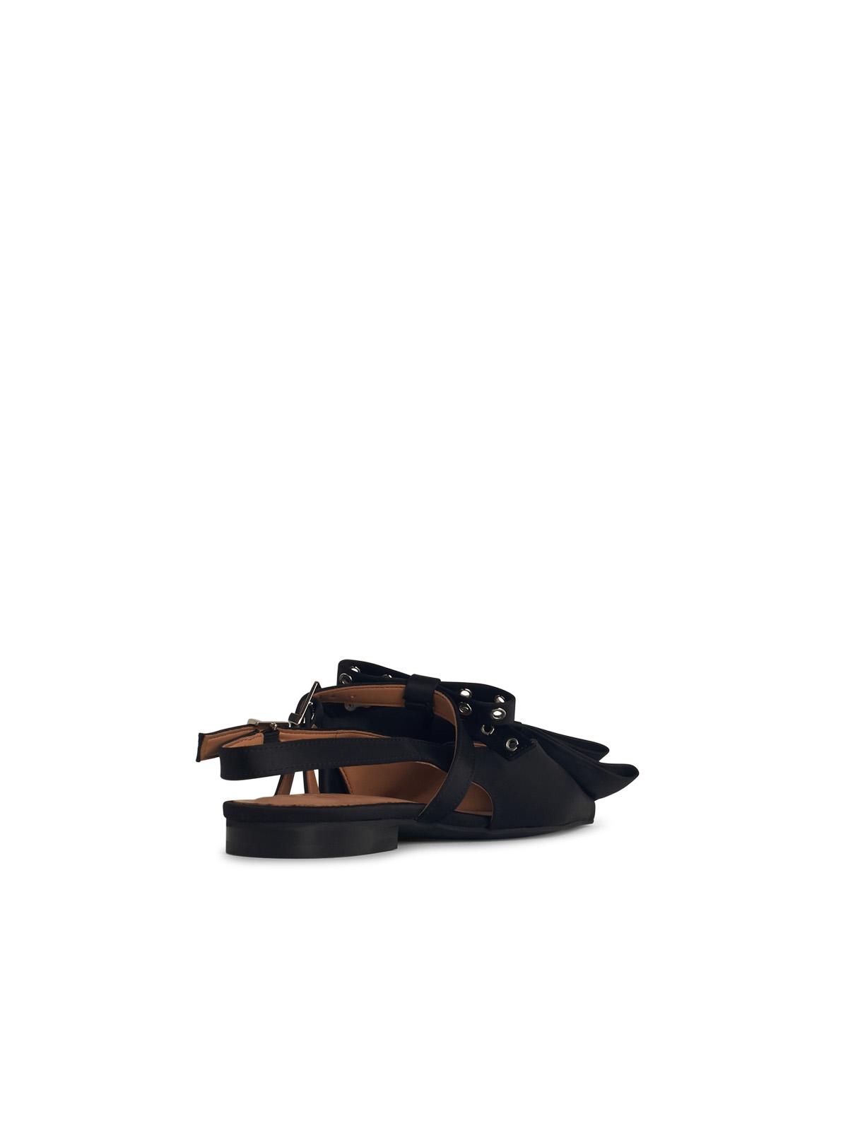 Ganni 'Big Bow' Black Polyester Ballet Flats Women