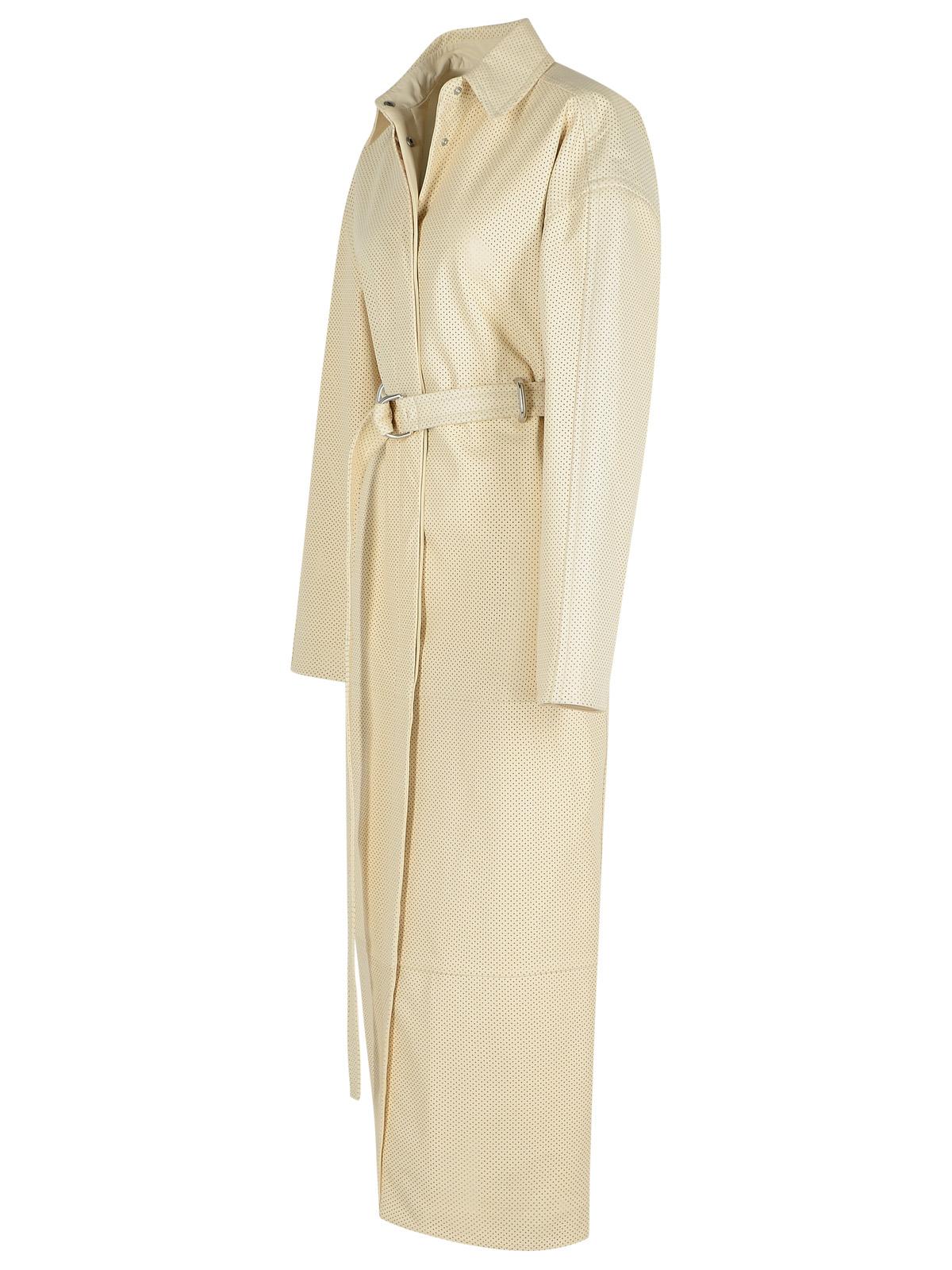 Sportmax Ivory Leather Trench Coat Women