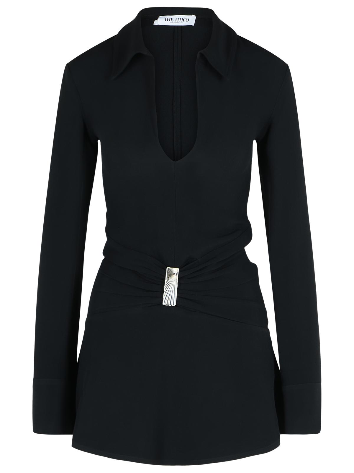 The Attico Black Viscose Blend Mini Dress Women