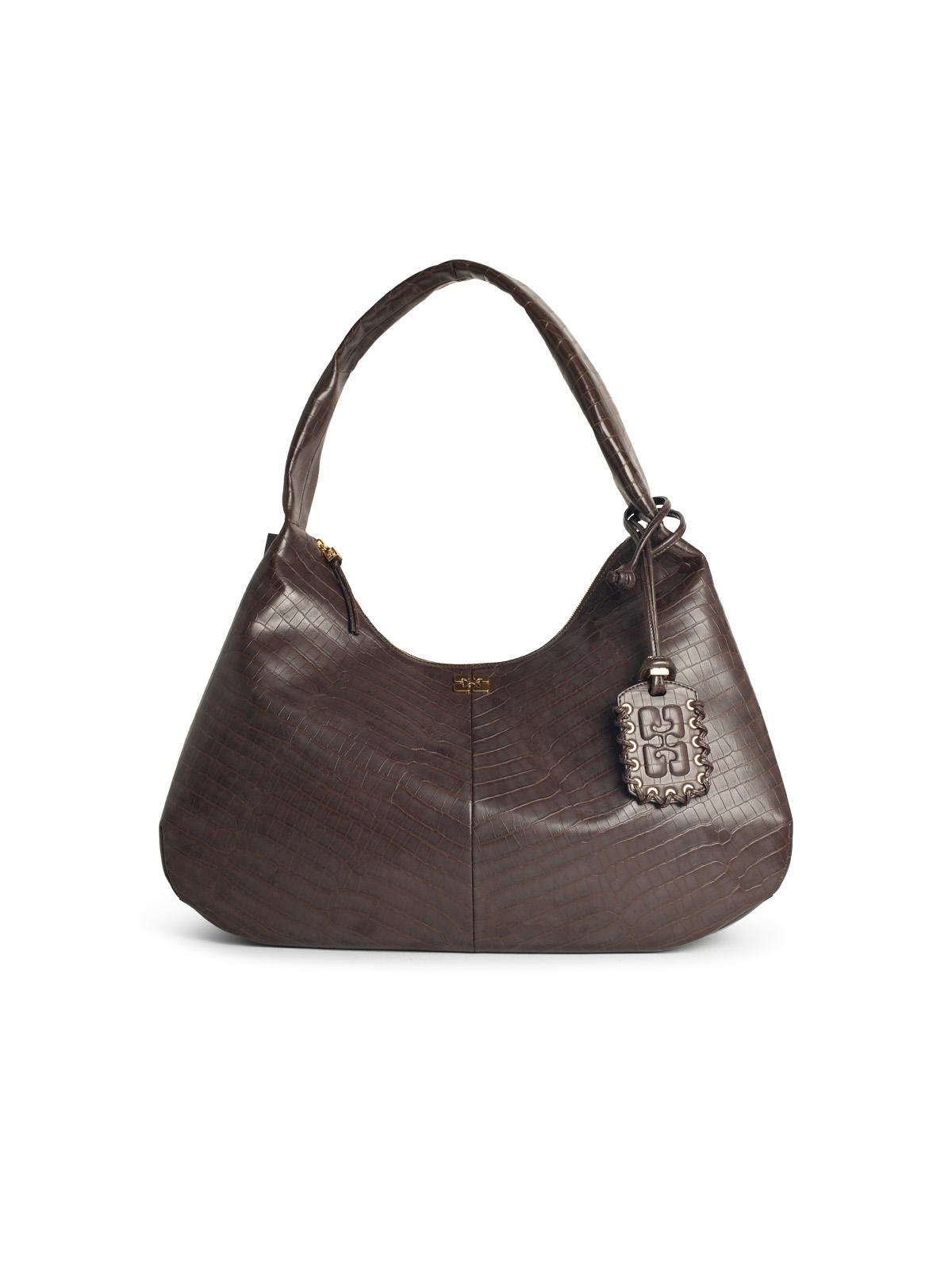 Ganni 'Bou Croco Xxl' Brown Recycled Leather Blend Bag Women