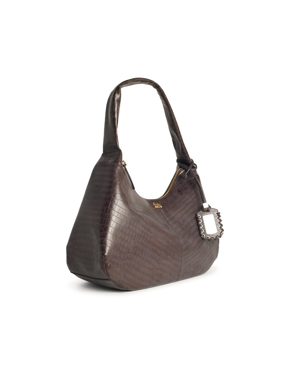 Ganni 'Bou Croco Xxl' Brown Recycled Leather Blend Bag Women