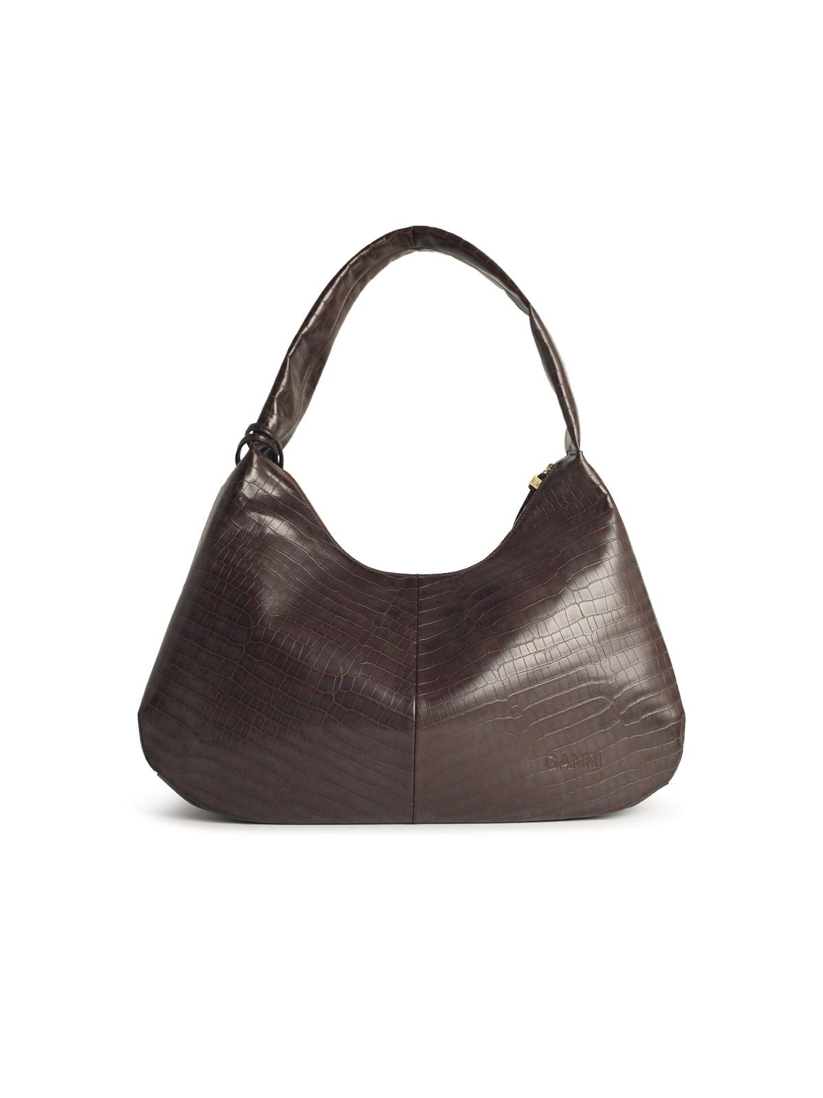 Ganni 'Bou Croco Xxl' Brown Recycled Leather Blend Bag Women