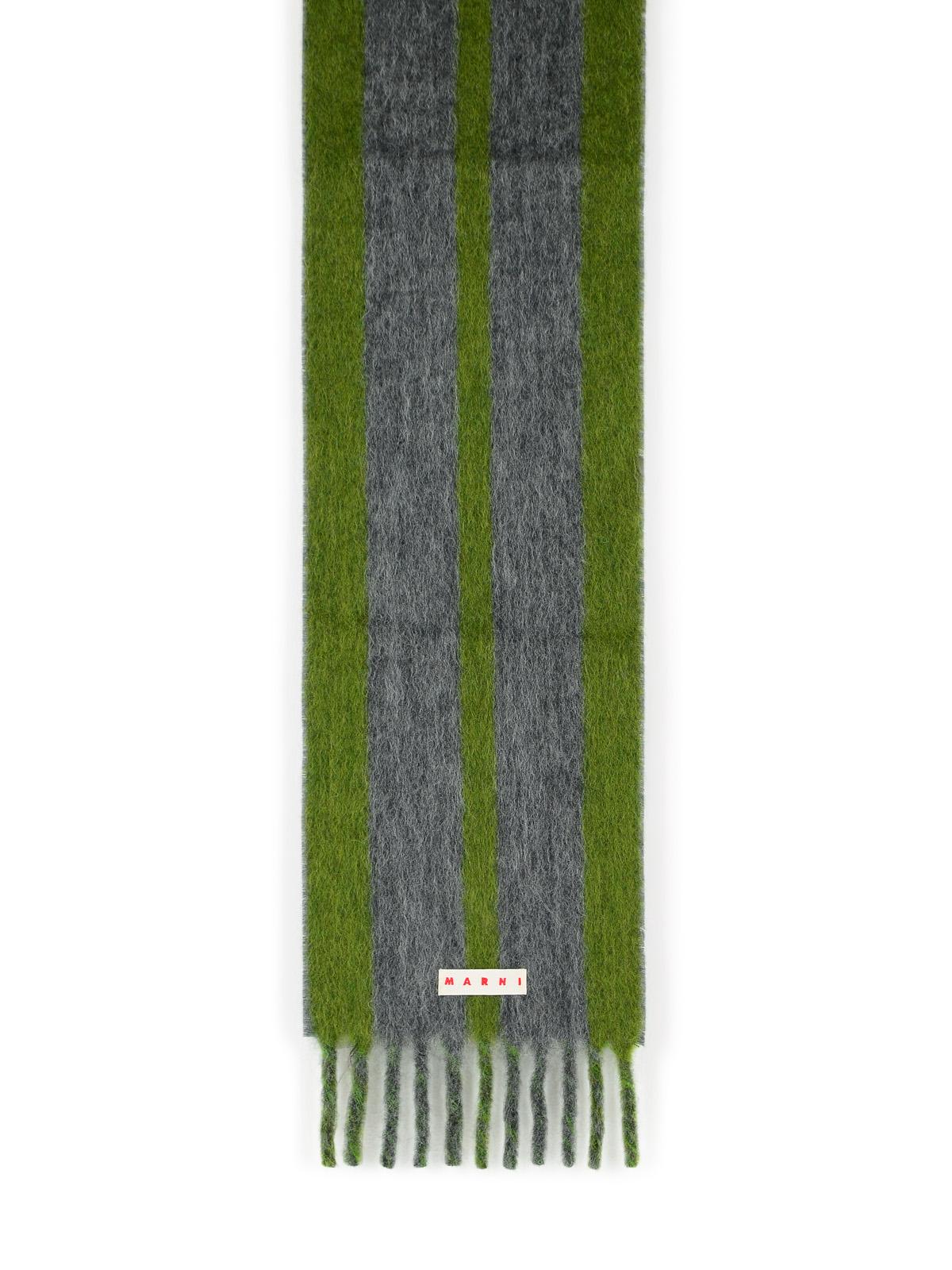 Marni Grey Mohair Blend Scarf With Fringes Men