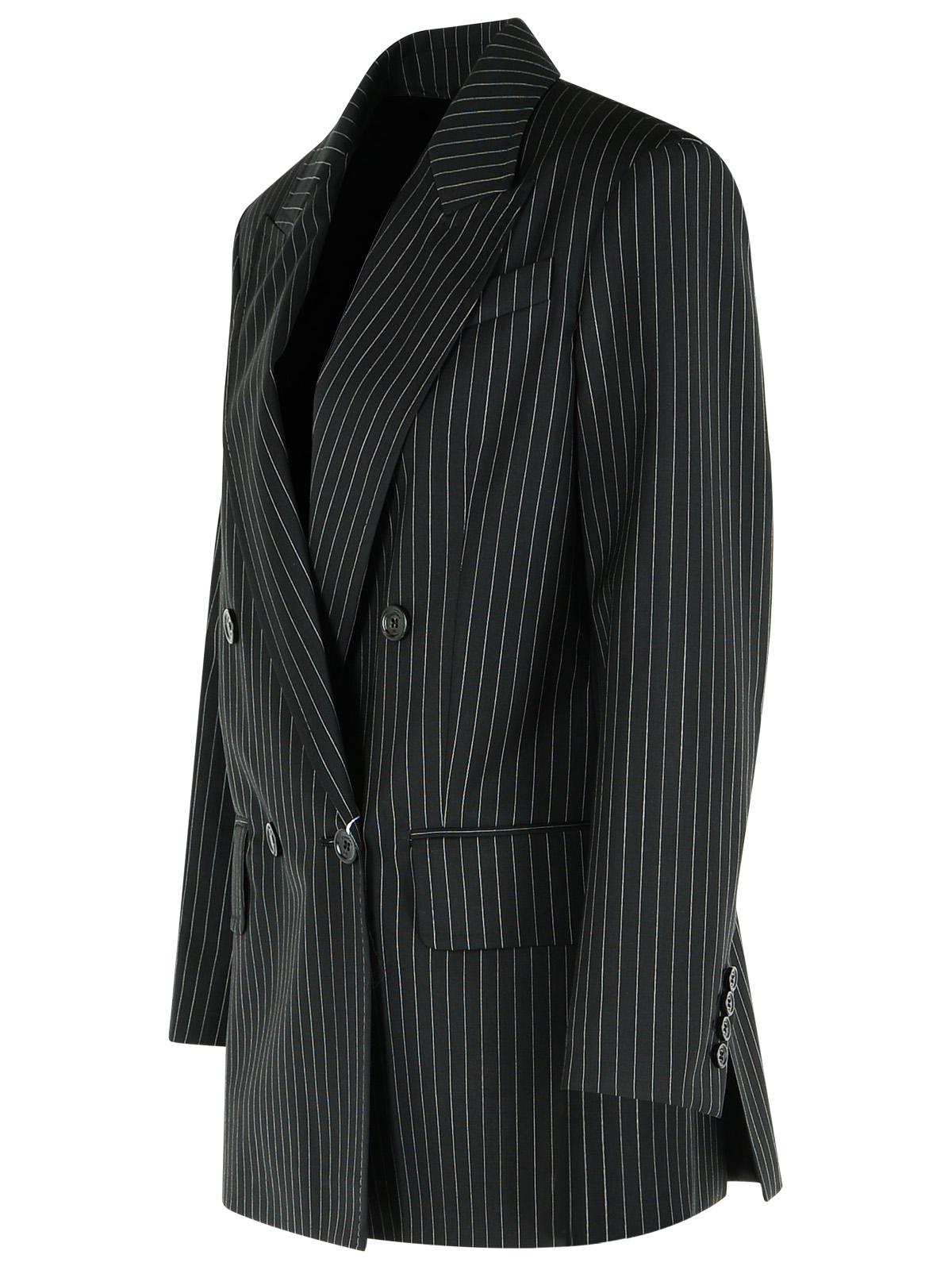 Max Mara 'Mattia' Black White Pinstriped Virgin Wool Blazer Women