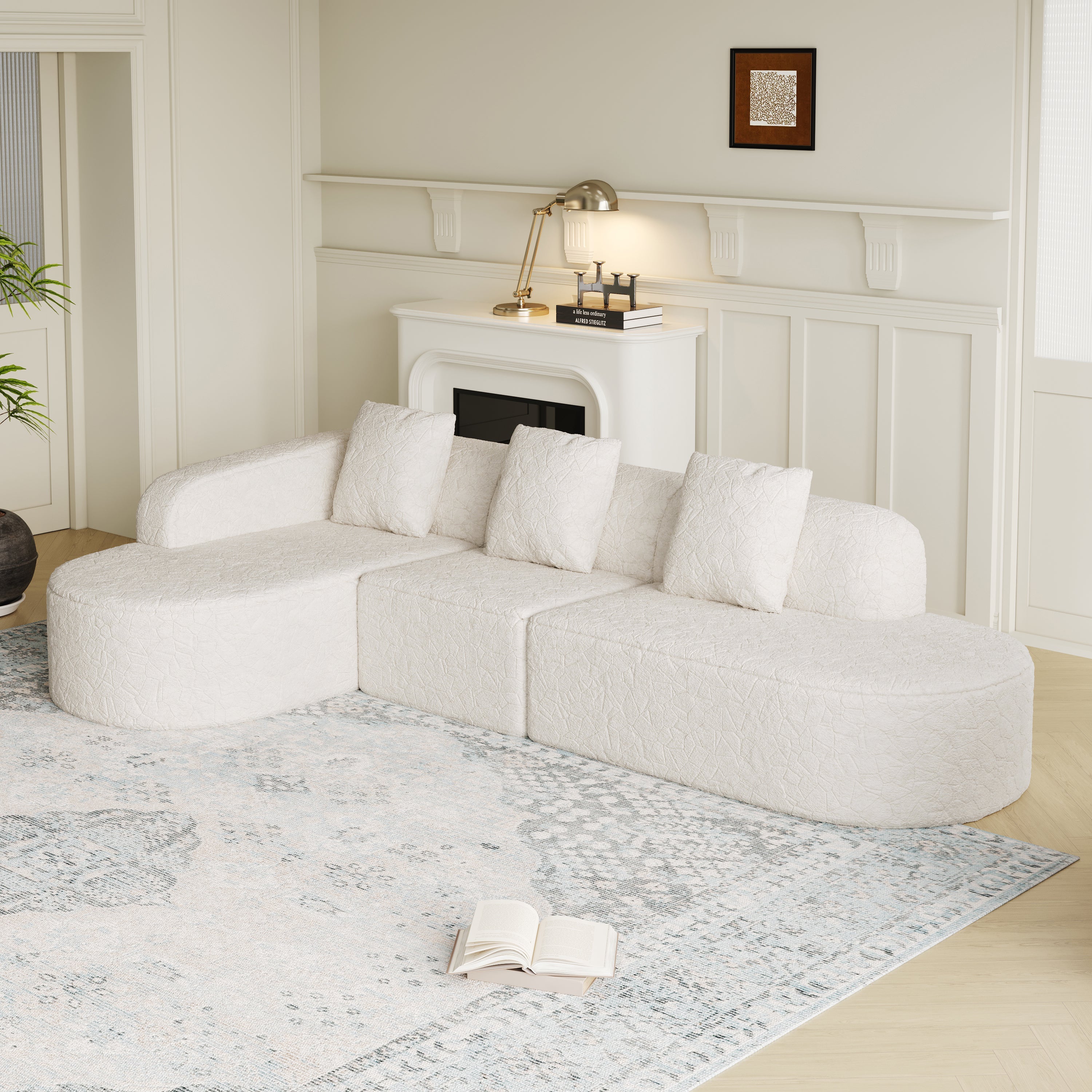111.8-Inch L-Shaped Curved Modular Sofa