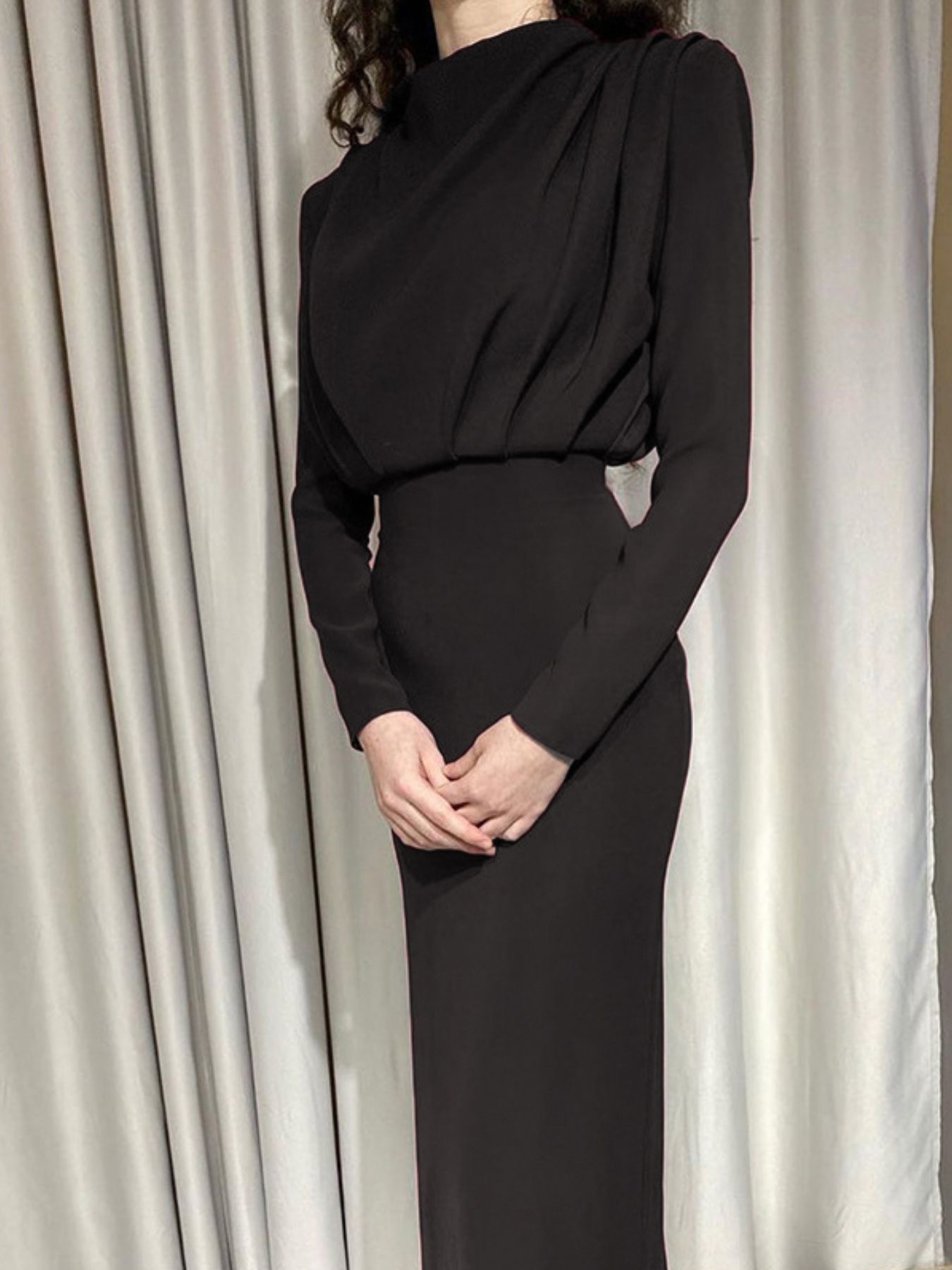 Mock Neck Long Sleeve Maxi Dress
