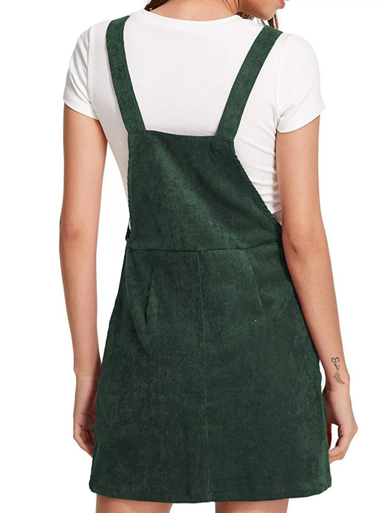 Corduroy Wide Strap Overall Dress