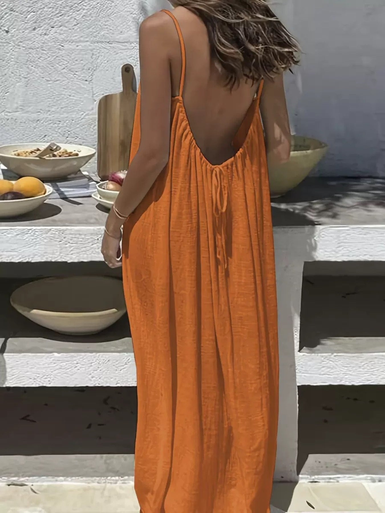 Full Size Backless Scoop Neck Maxi Dress Plus Size