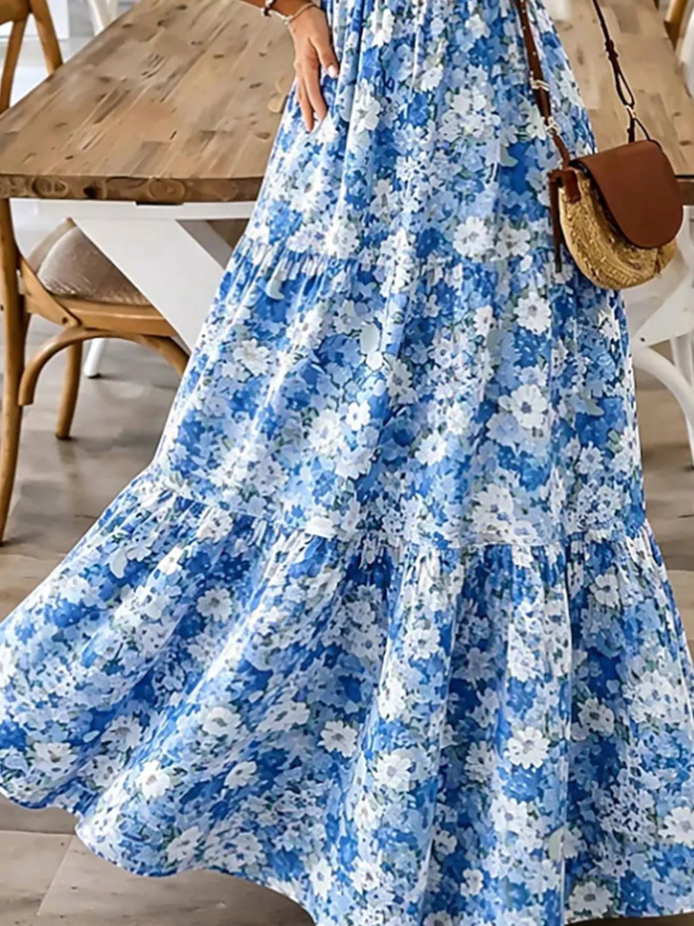 Floral Print Maxi Dress with Spaghetti Straps