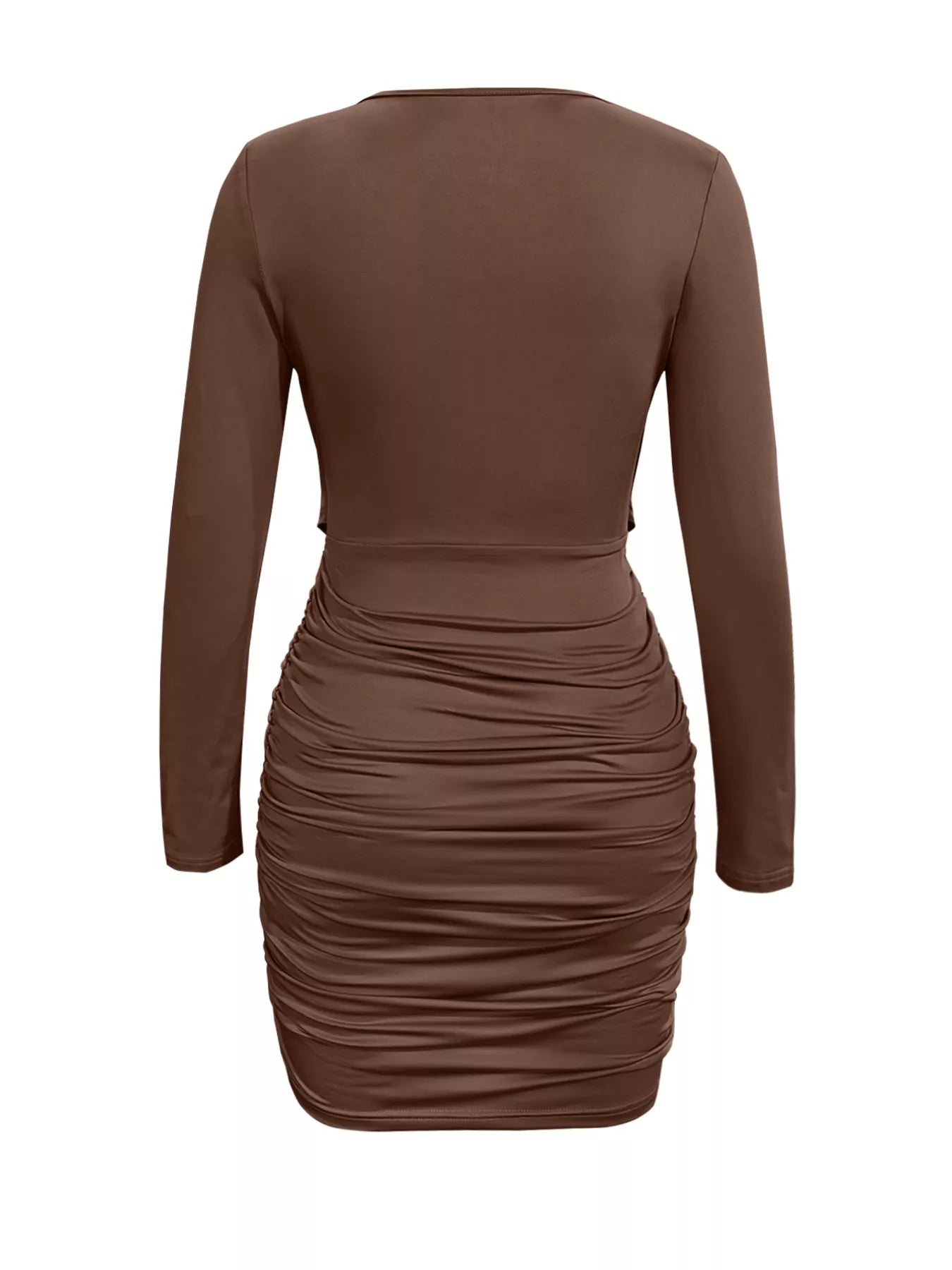 Draped V-Neck Long Sleeve Bodycon Mini Dress