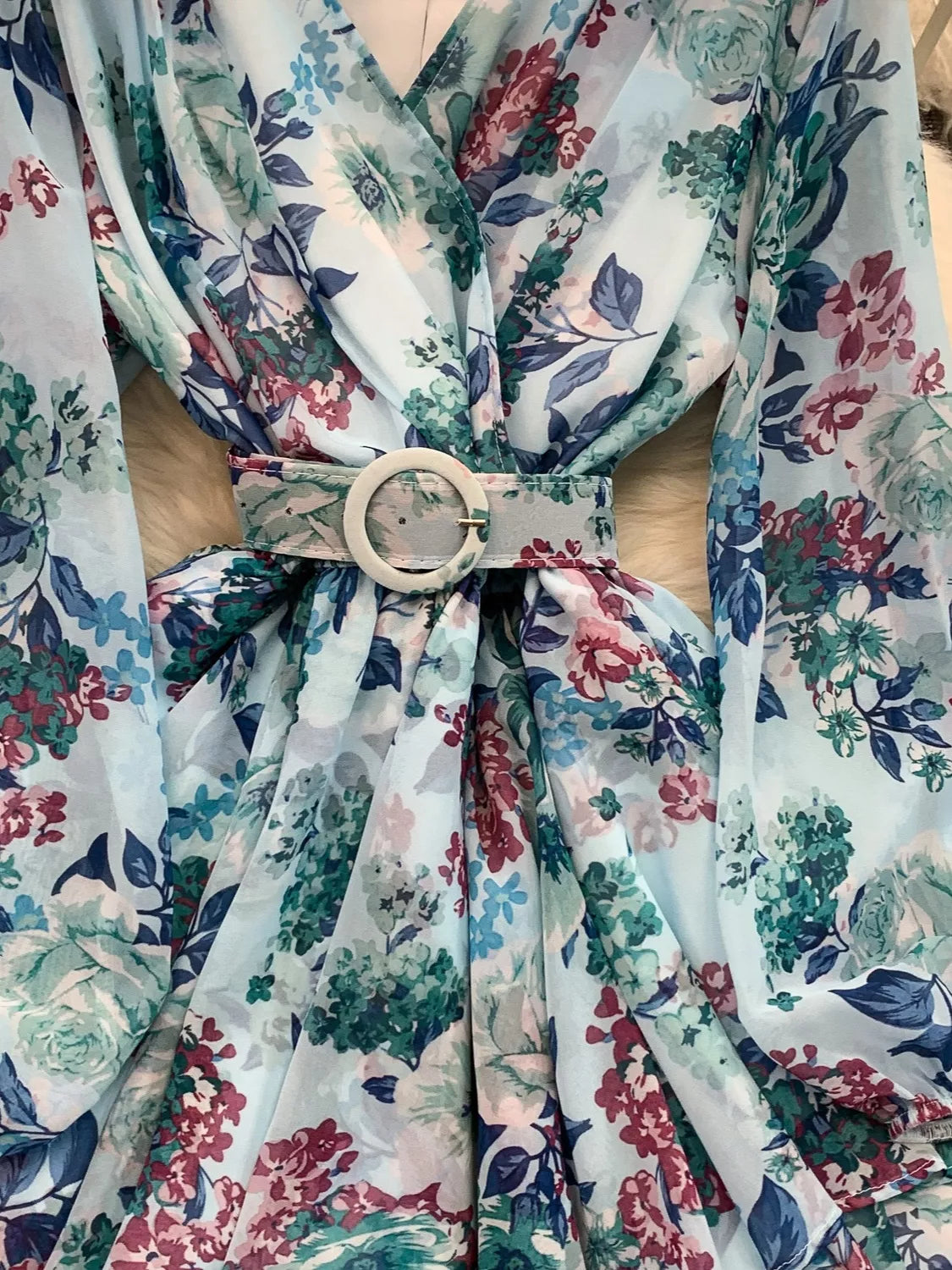 Floral Print Ruffle Hem Mini Dress