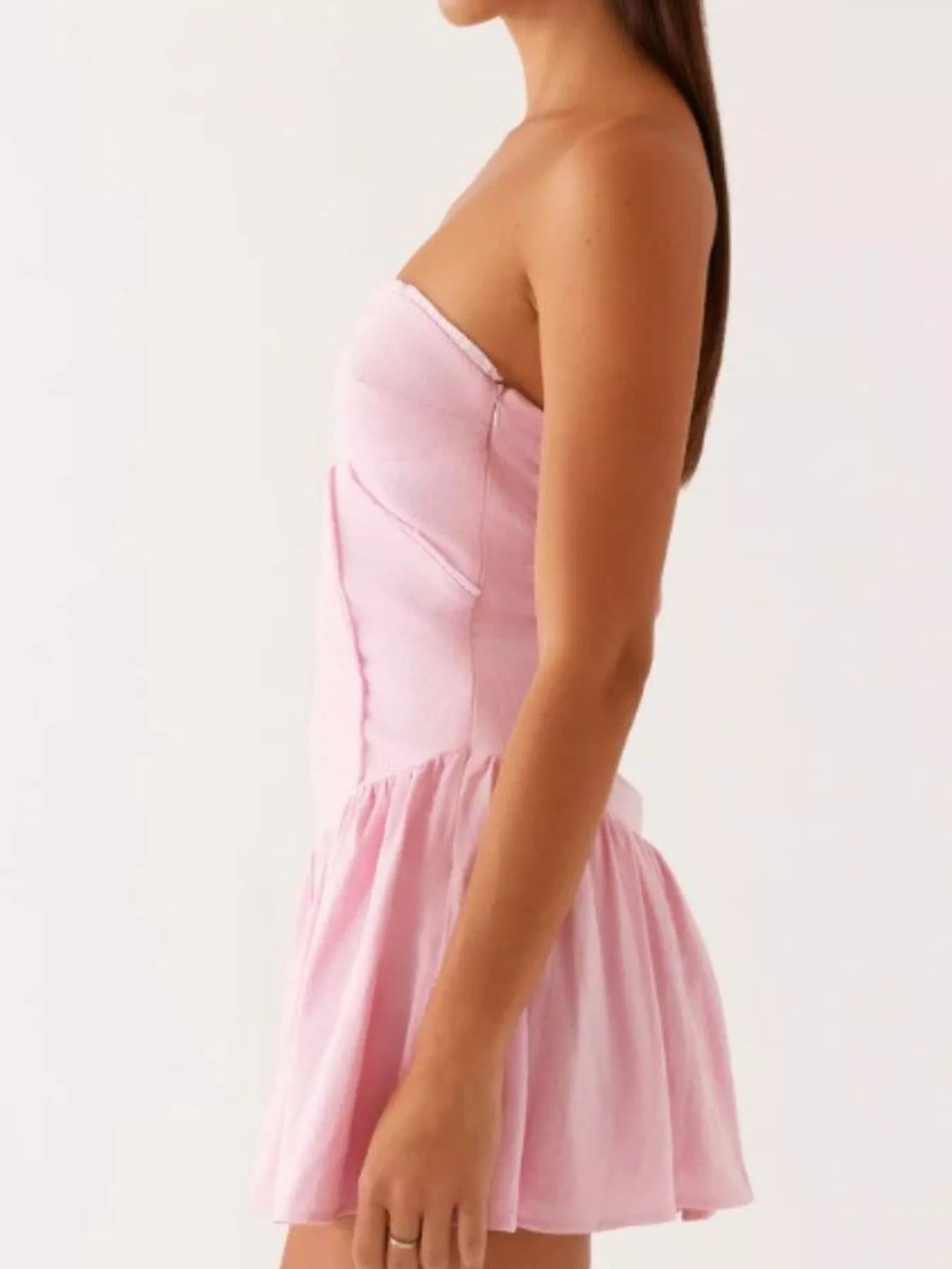 Lace Up Back Tube Dress
