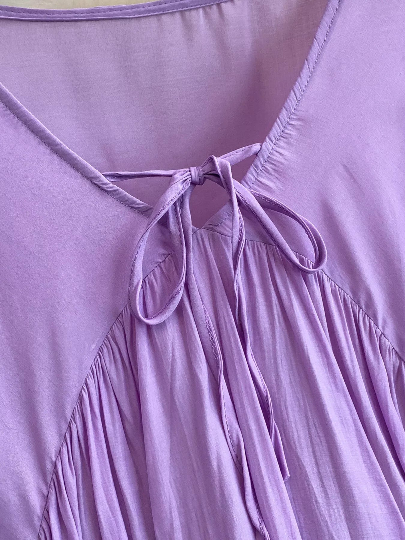 Balloon Sleeve Tie-Waist Dress
