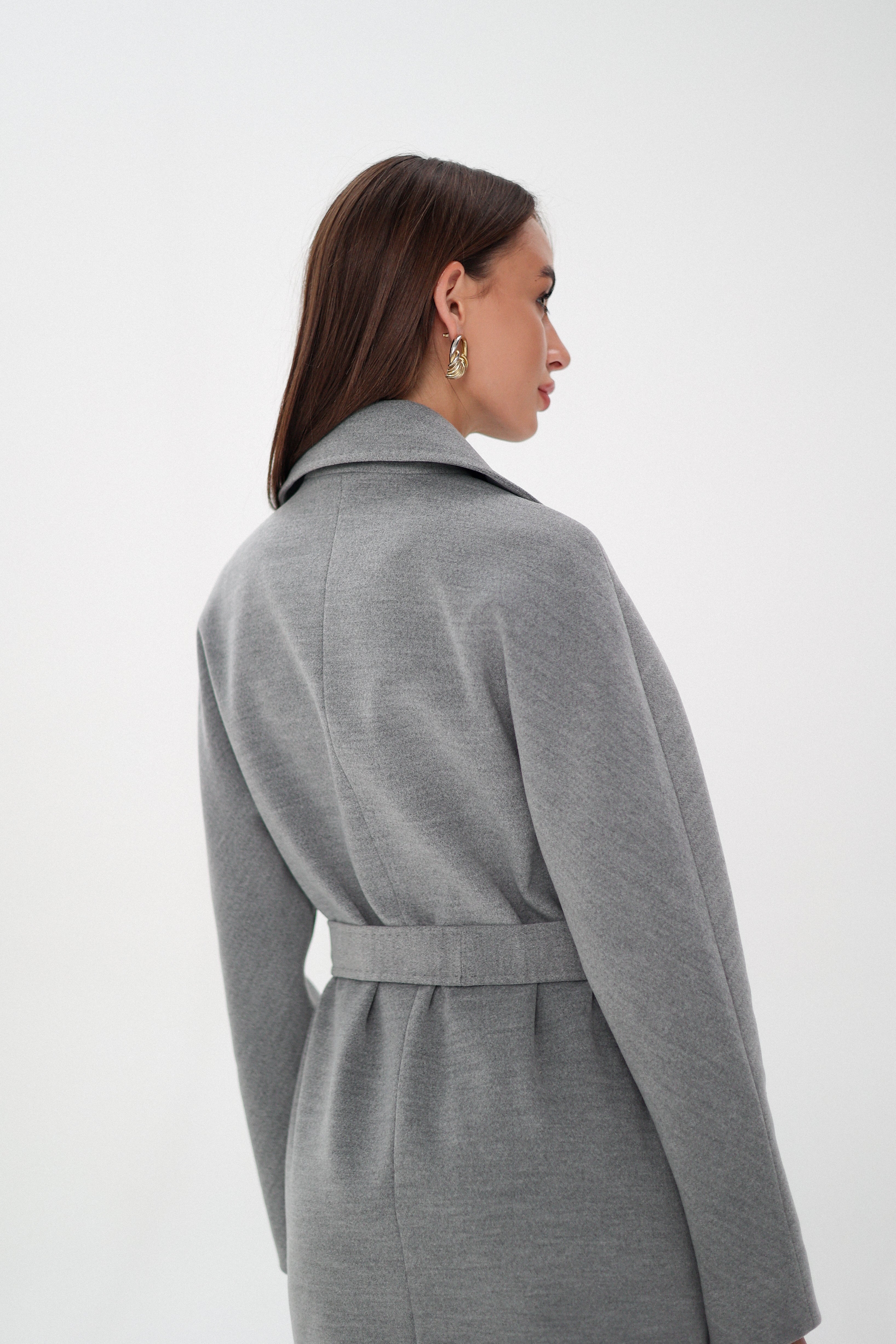 Cambridge Comfort Wraparound Wool Cashmere Coat in Dove