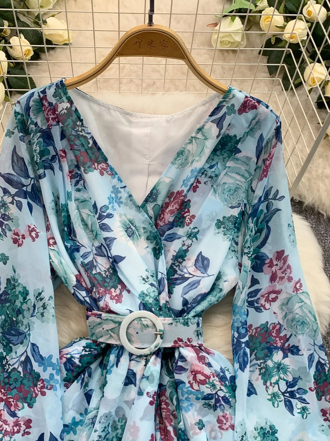 Floral Print Ruffle Hem Mini Dress