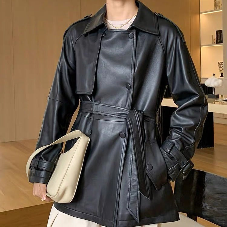 Luxe Sheepskin Leather Coat