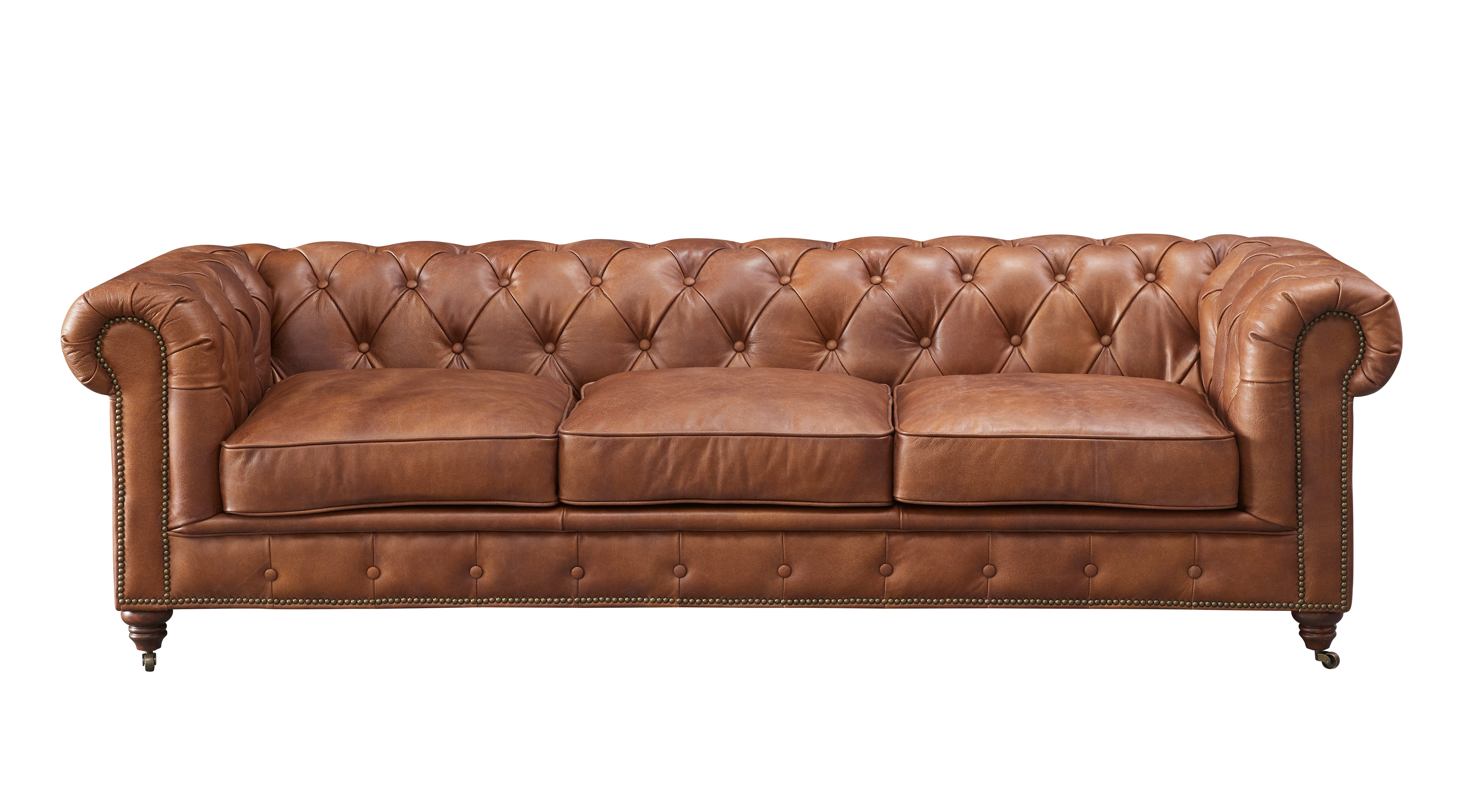Century Chesterfield Sofa - Bark Brown Leather | Crafters And Weavers