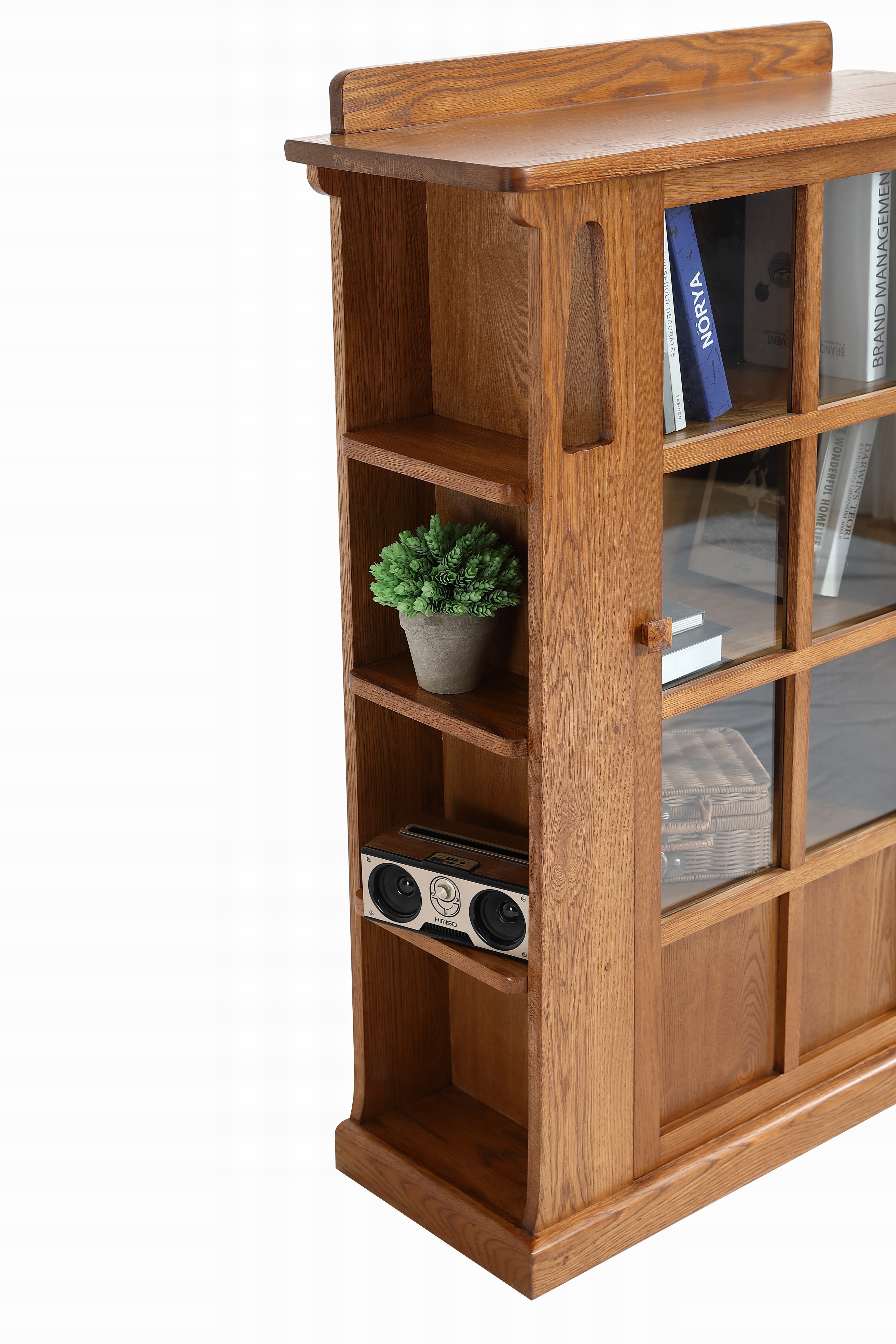 Mission 1 Door Bookcase with Side Shelves - MC