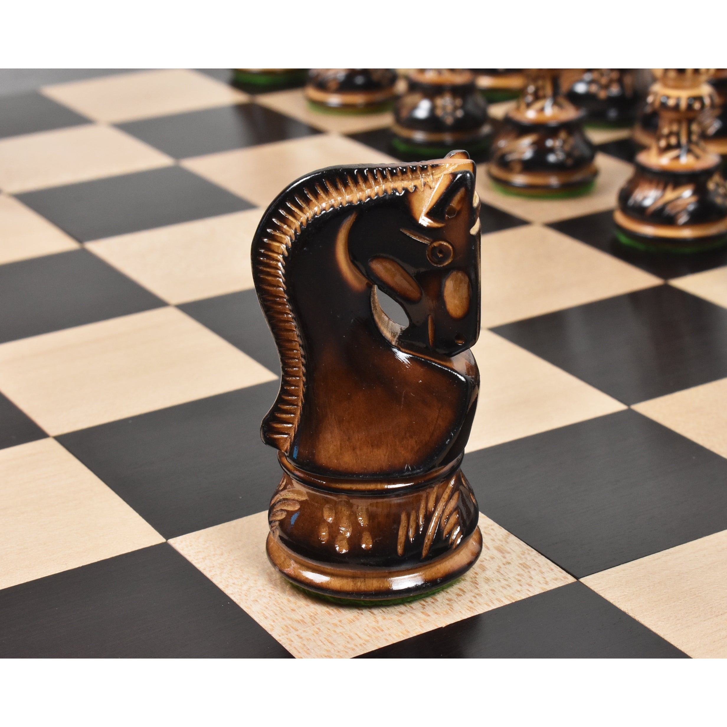 3.75" Artisan Carving Burnt Zagreb Chess Set- Chess Pieces Only - Weighted Boxwood