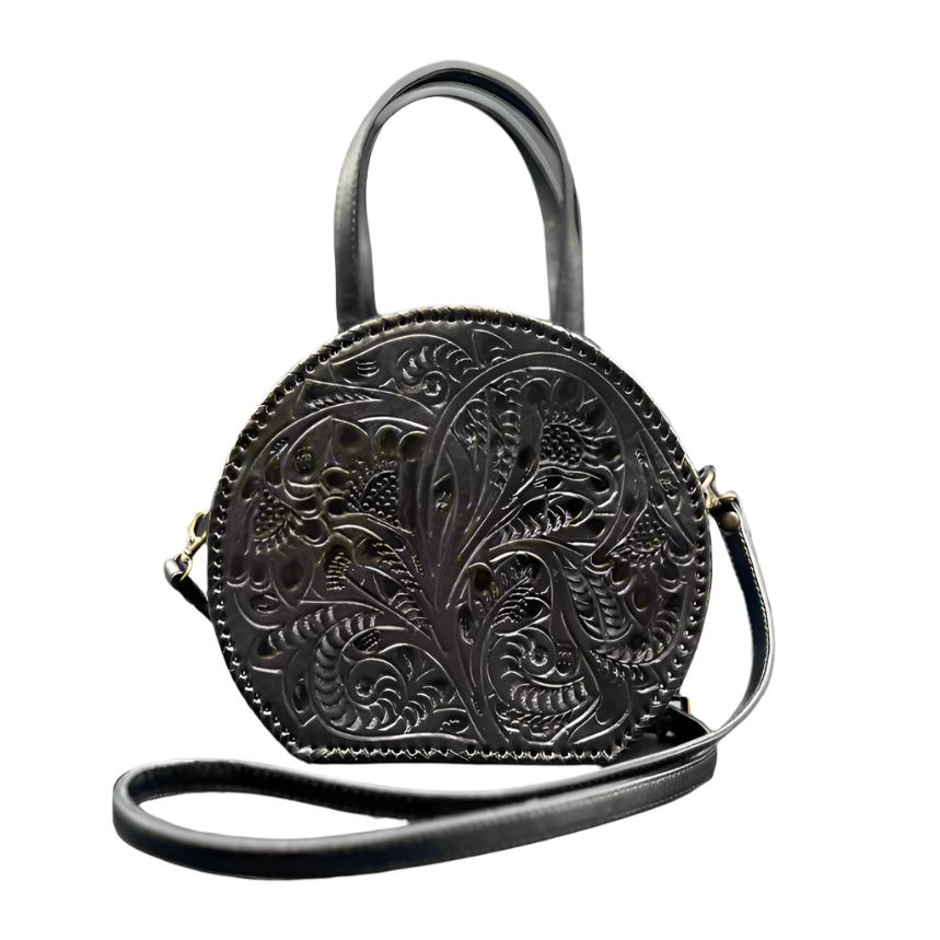 The Dixie| Hand-Tooled Leather Canteen Handbag