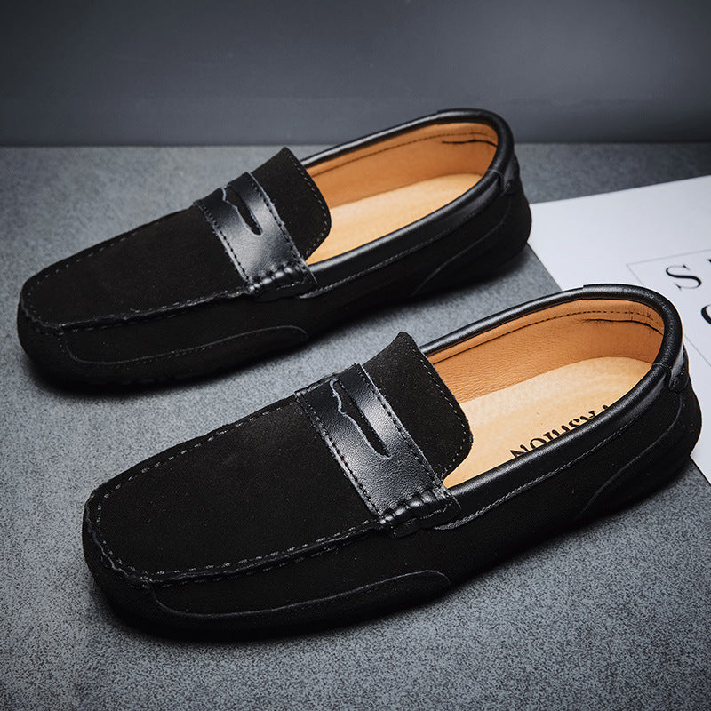 New Color-block Edging Slip On Loafer For Men Versatile Leather Shoes