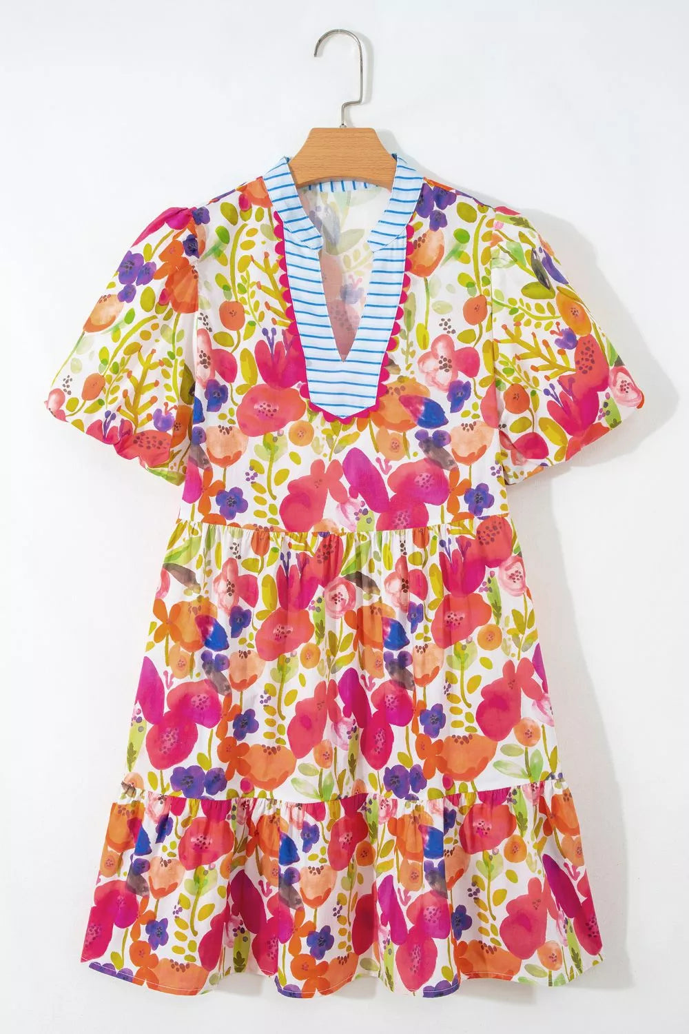 Floral Print Tiered Mini Dress