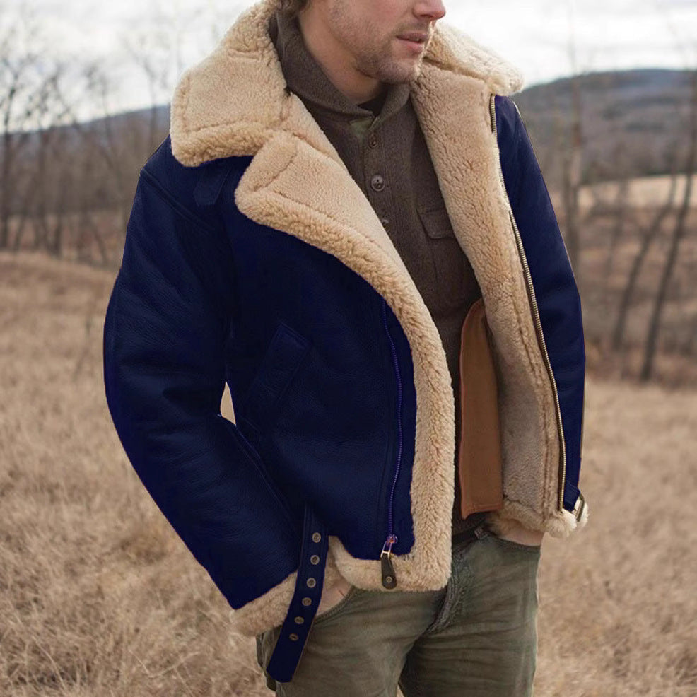 Thickened Leather-and-fur Mens Casual Jacket