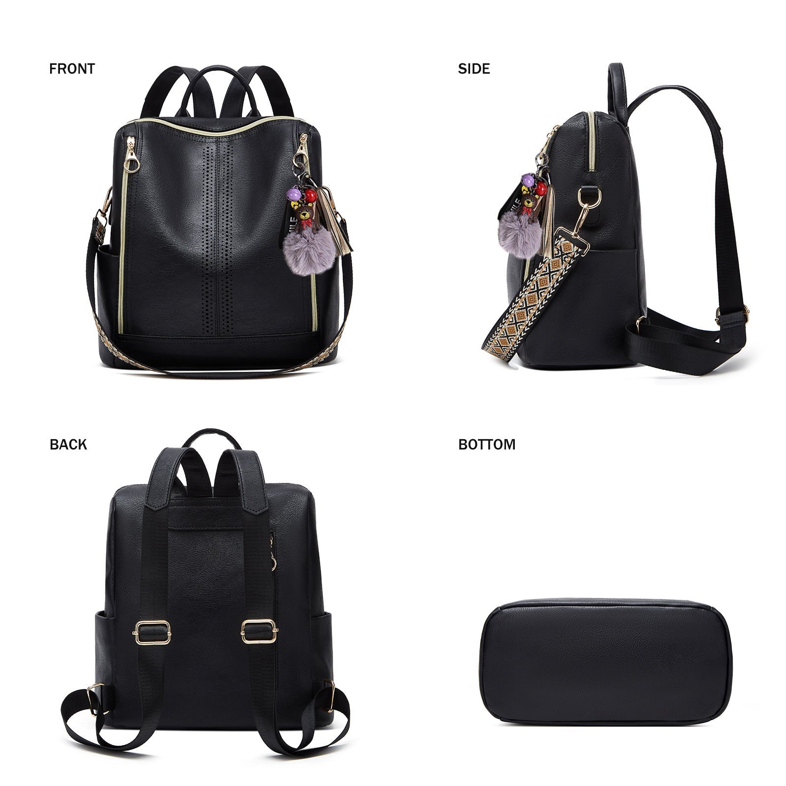 Springsummer Korean-style Casual Soft-leather Womens Backpack