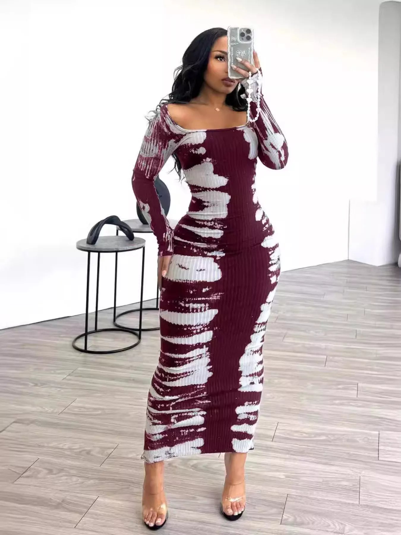 Tie-Dye Long Sleeve Maxi Dress