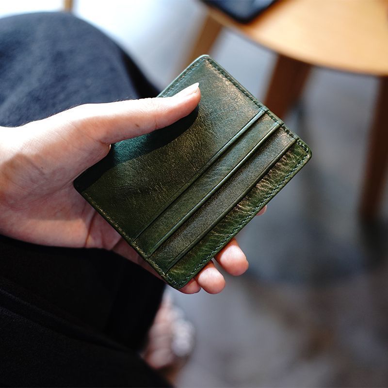 Retro Card Holder Large Capacity Oil-waxed Leather For Drivers License And ID