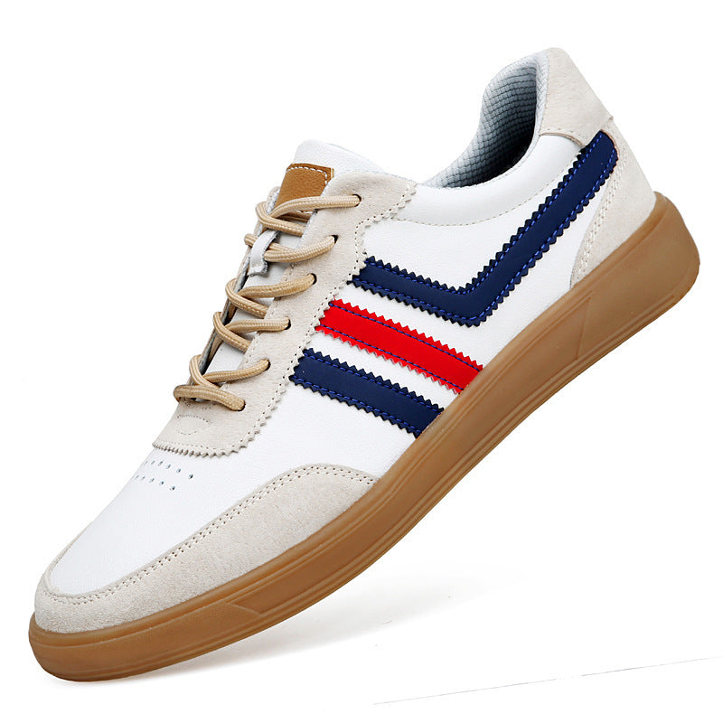 Mens Leather Sneakers With Built-In Height-Boosting Insoles And Tendon-Style Rubber Soles