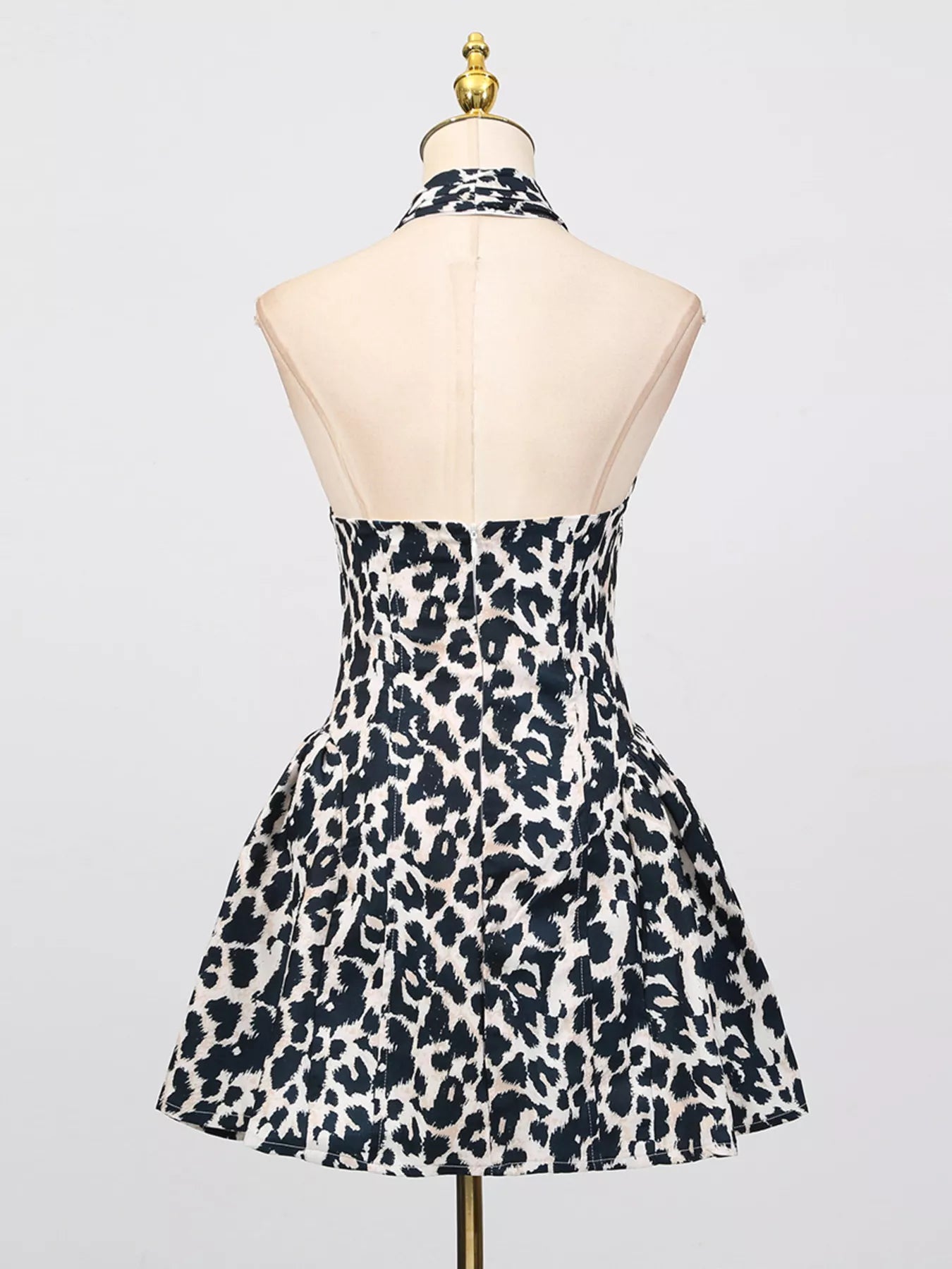 Leopard Print Halter Neck Mini Dress