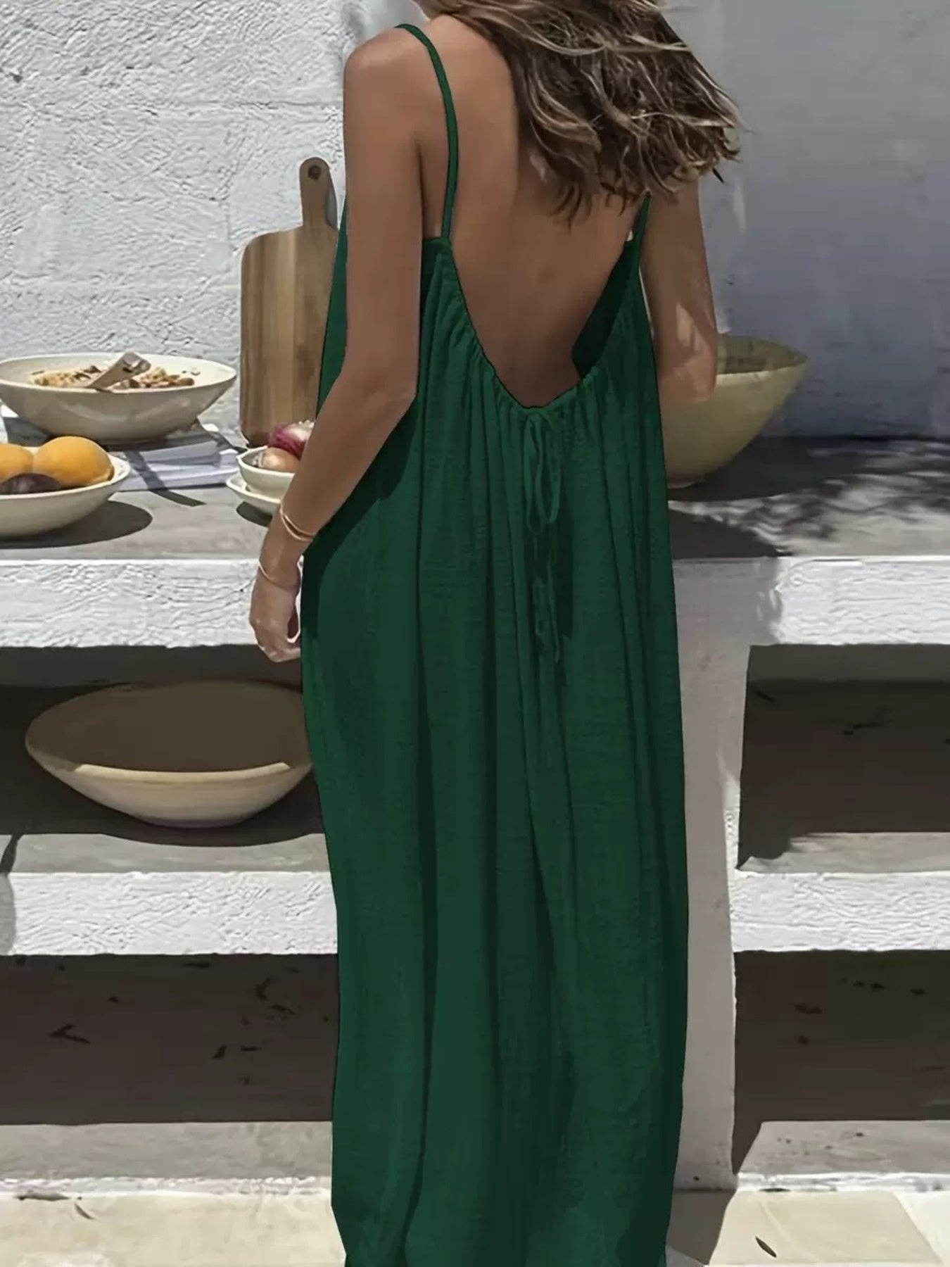 Full Size Backless Scoop Neck Maxi Dress Plus Size
