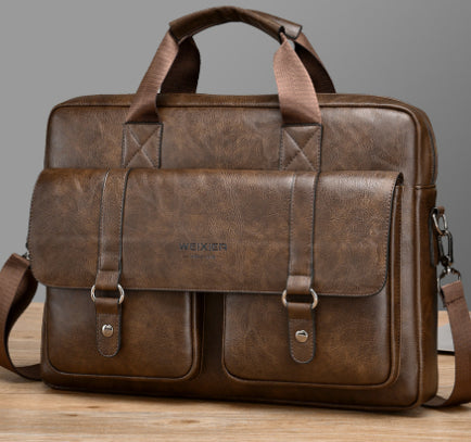 Men's Business Large-Capacity Shoulder Crossbody Briefcase | PU Leather Waterproof Bag