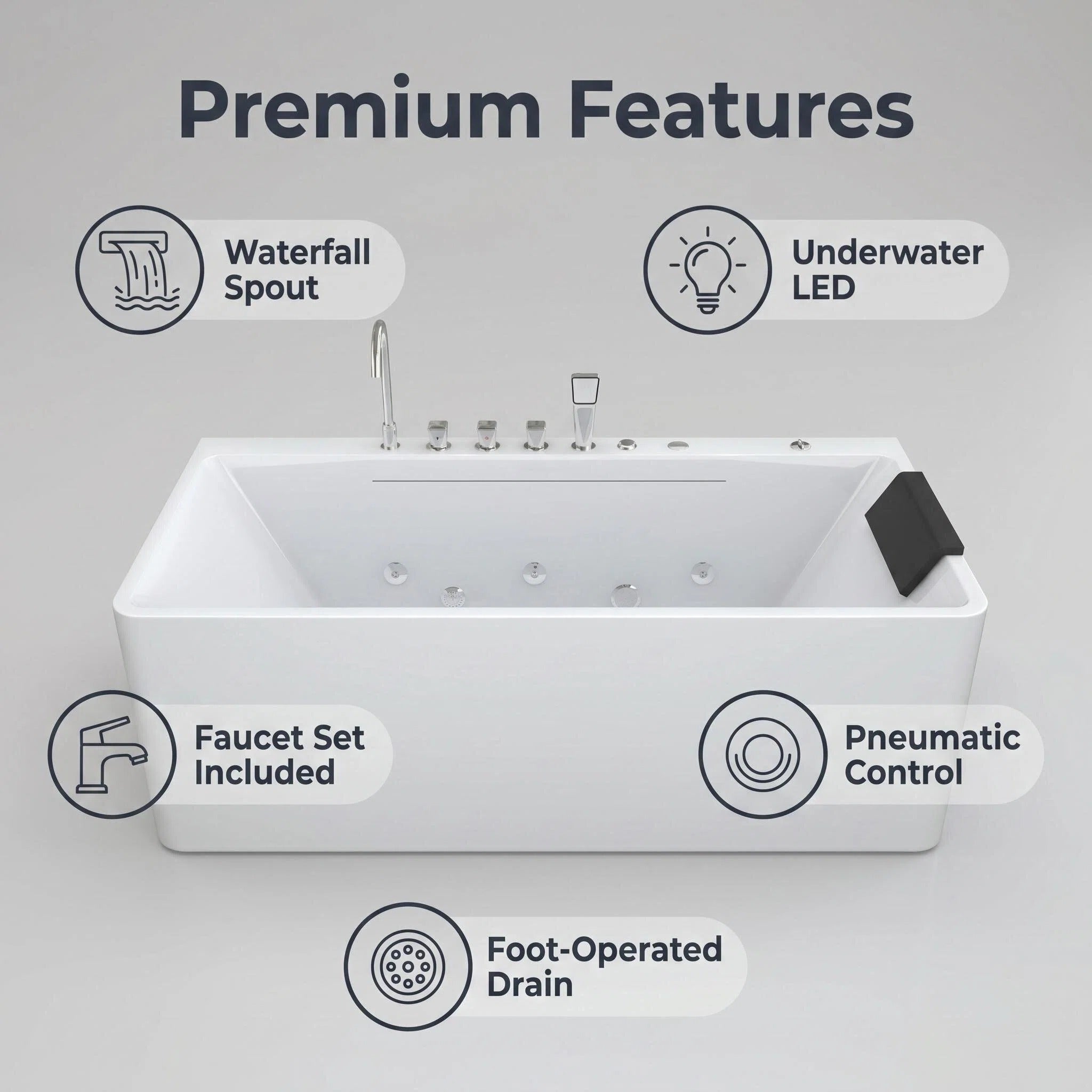 67-Inch Single-Person Luxury Whirlpool Bathtub