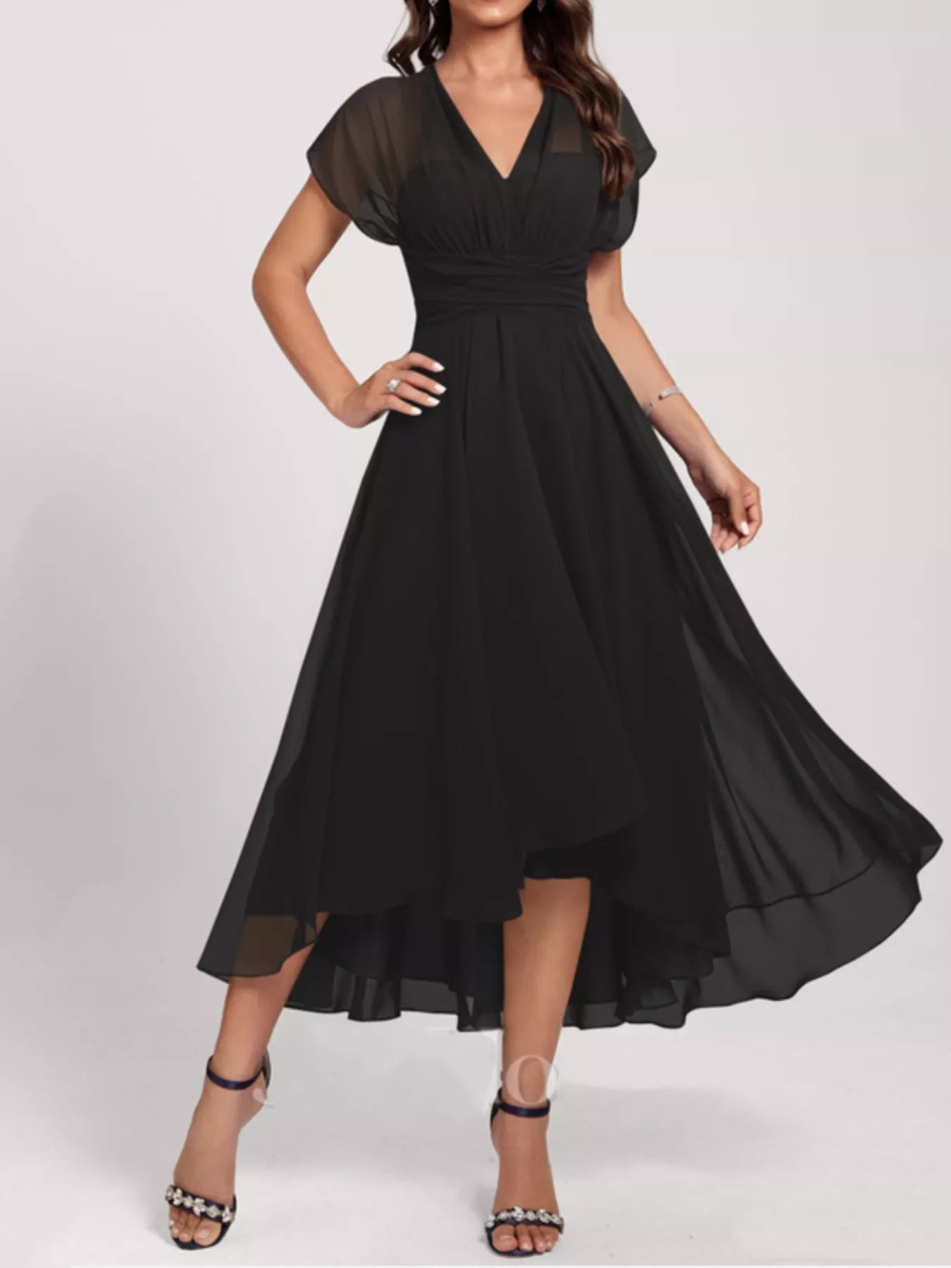 Ruched A-Line Midi Dress
