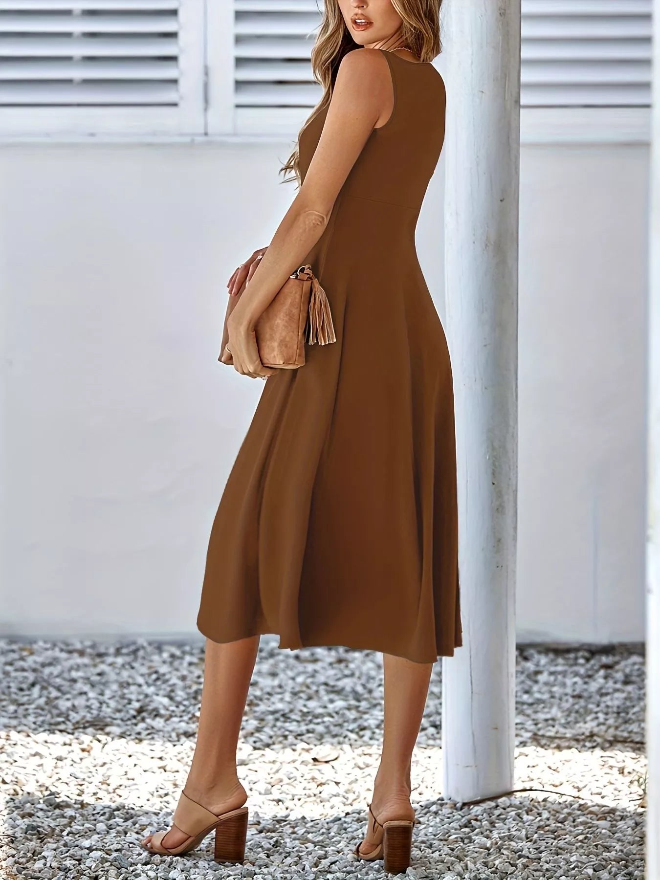 Sleeveless A-Line Midi Dress