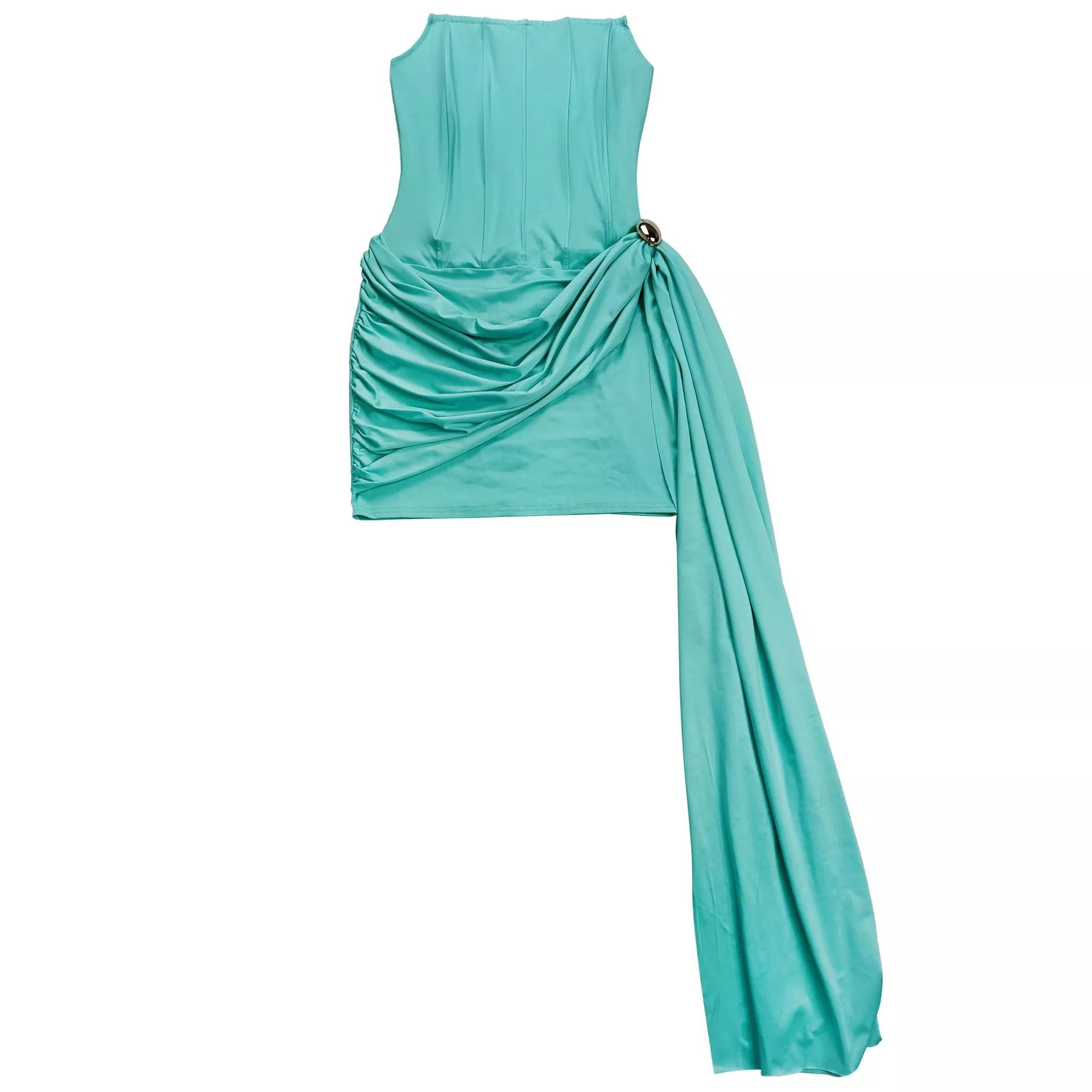 Strapless Corset Mini Dress with Draped Detail