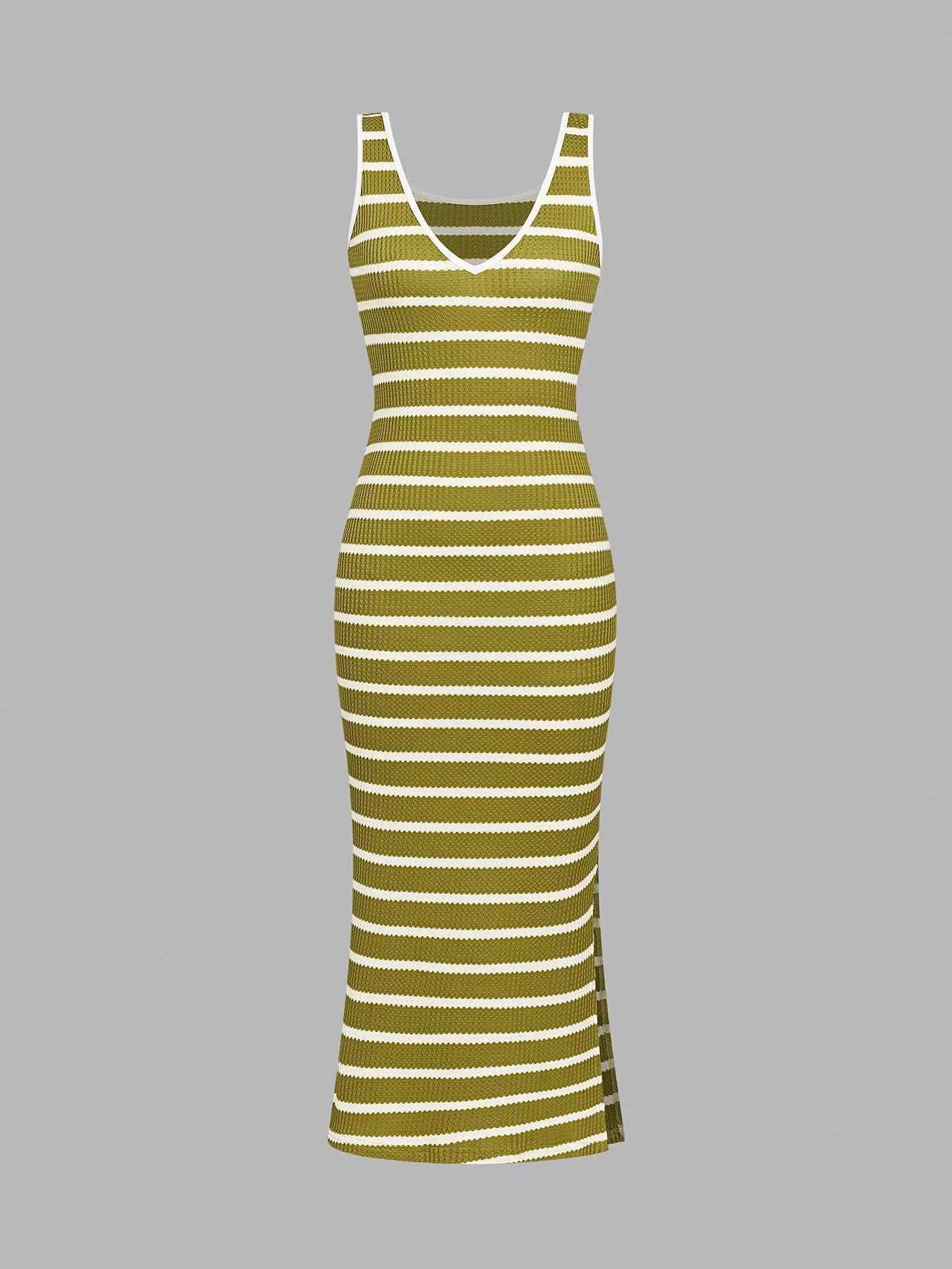 Striped Bodycon Knit Midi Dress