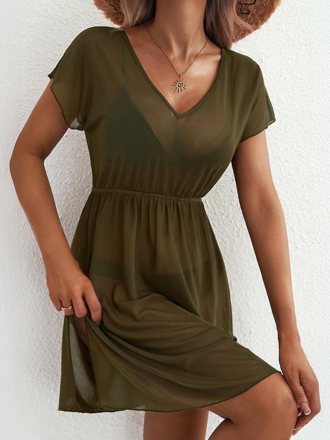 Printed Short Sleeve Mini Dress