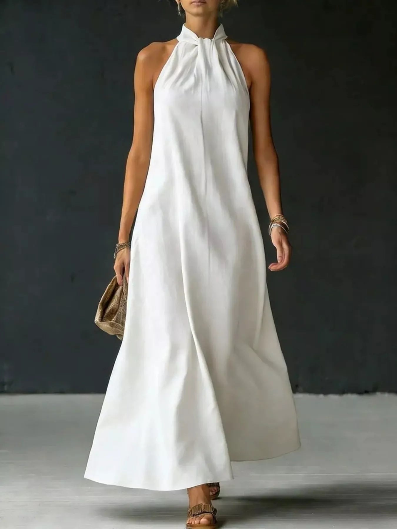 Full Size Halter Neck Maxi Dress Plus Size