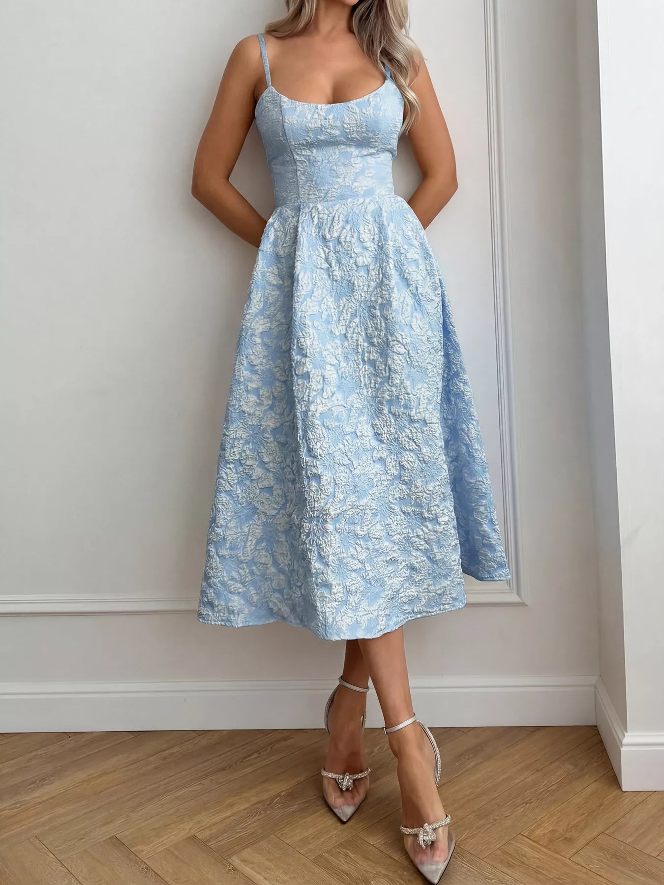 Textured A-Line Midi Dress