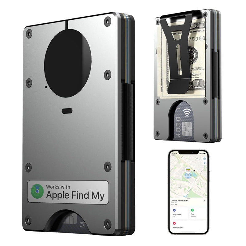 Minimalist AirTag Wallet – Slim Aluminum RFID Blocking Card Holder