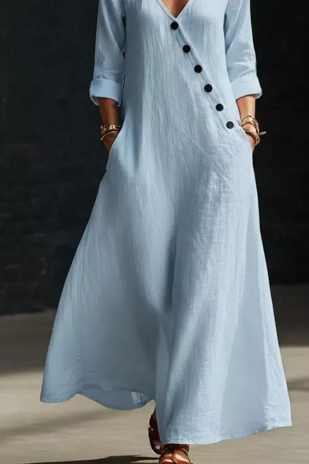 Surplice Long Sleeve Maxi Dress