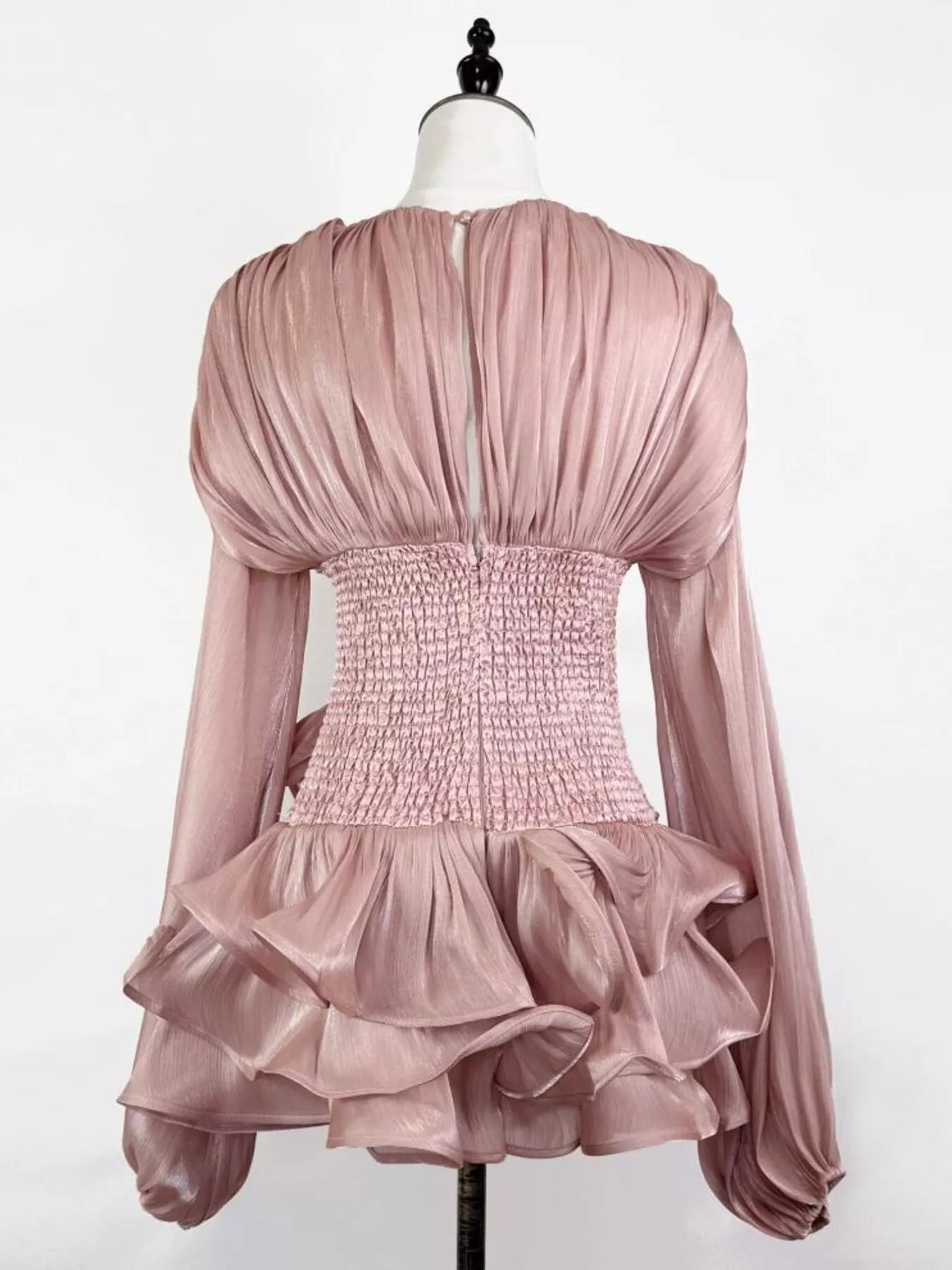 Ruffled Long Sleeve Mini Dress