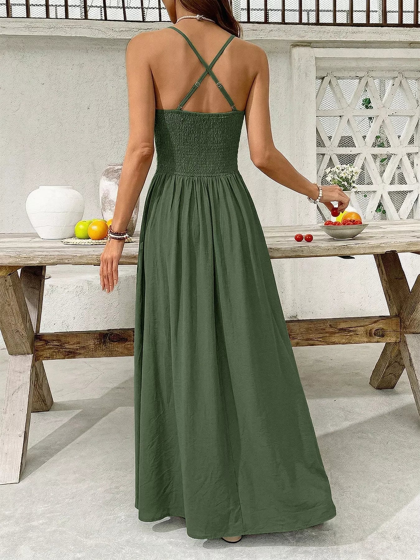 Lace Trim Spaghetti Strap Maxi Dress