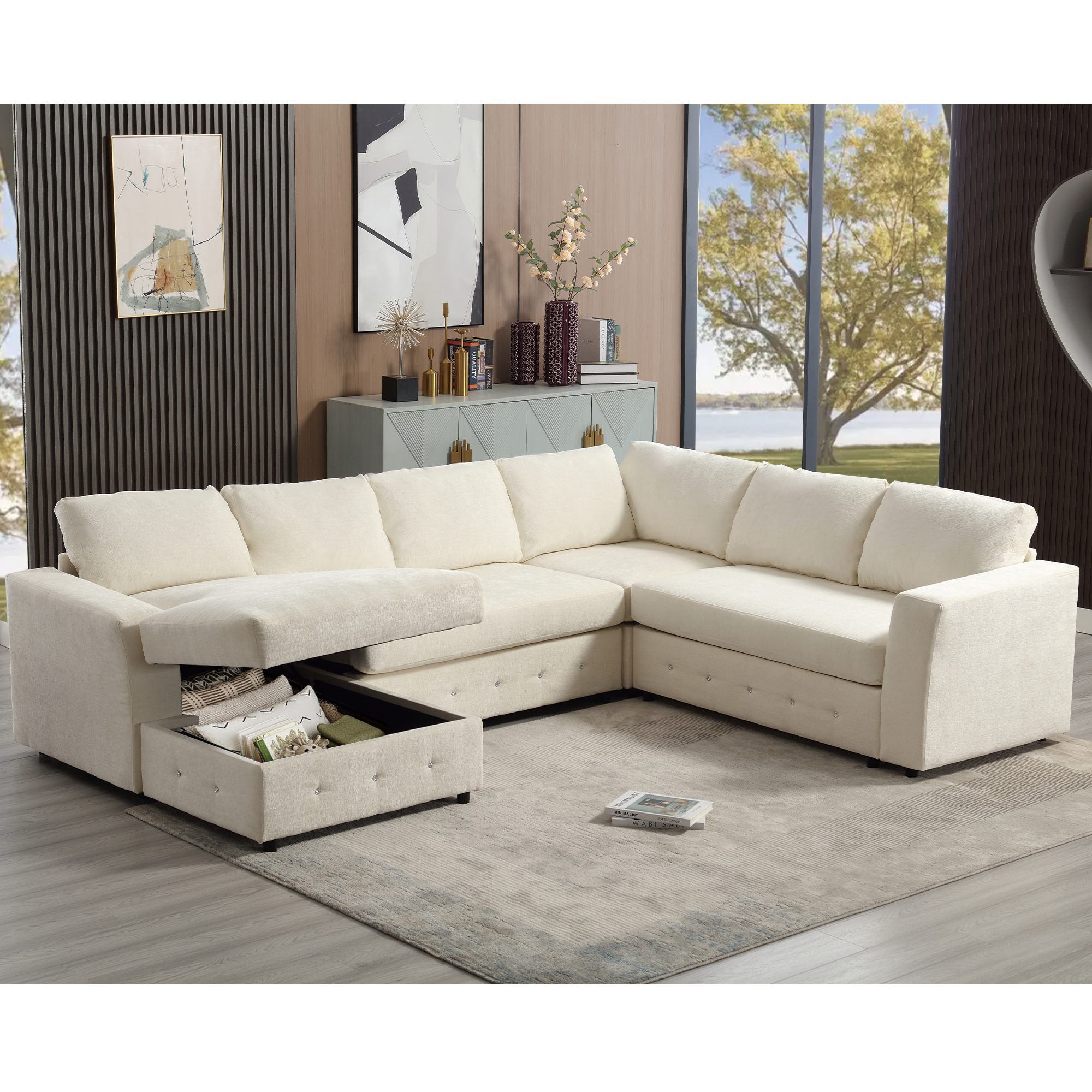 110.75" Modern U Shaped Sectional Sofa