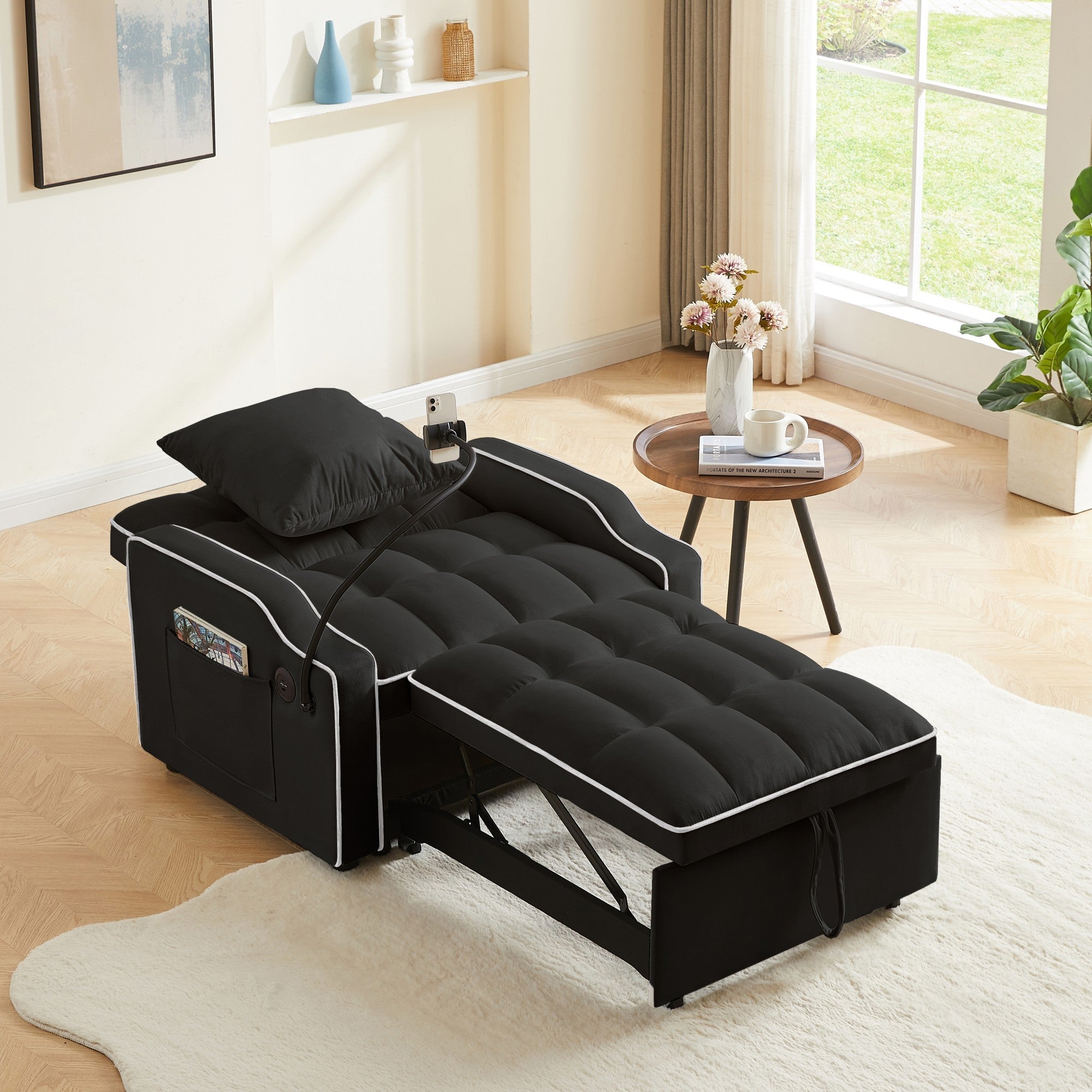 Sleeper Sofa Chair Bed - 3 In 1 Convertible Design