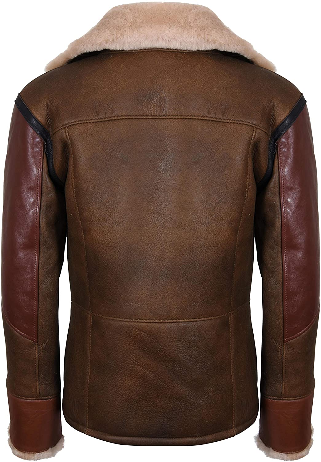 Men’s Brown Crossover B3 Sheepskin Aviator Flying Leather Biker Jacket
