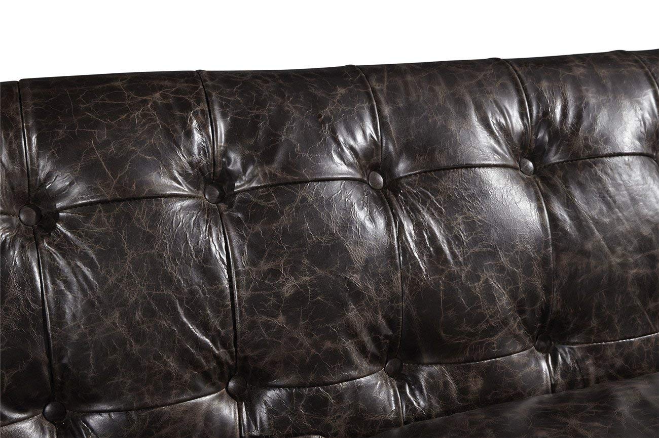 Tuxedo Leather Sofa - Dark Brown